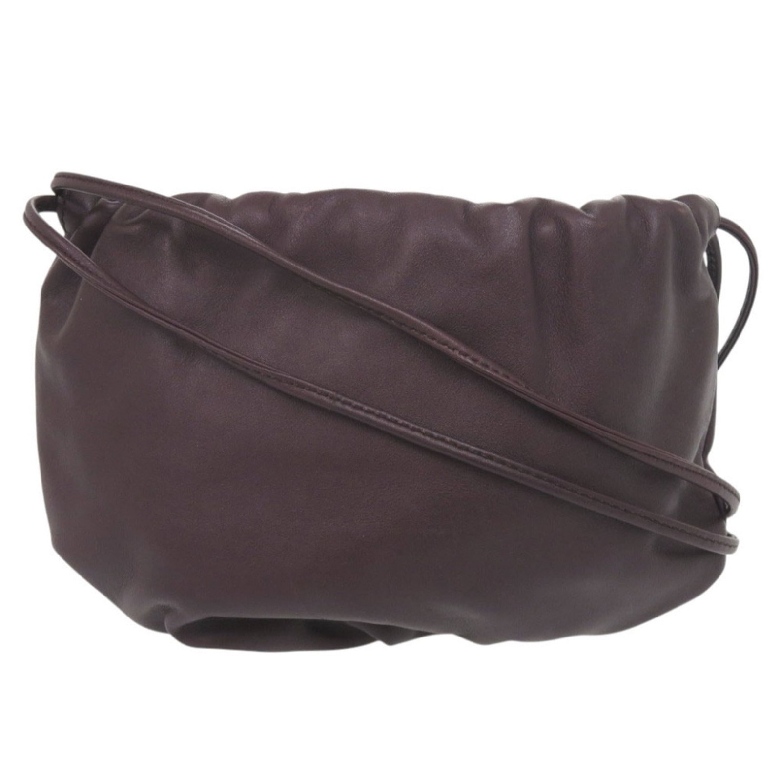 Bottega Veneta Shoulder Bag Leather: Bottega Veneta Shoulder Bag Leather Bottega Veneta's signature leather craftsmanship shines in this elegant shoulder bag, featuring a rich purple hue and a sleek, streamlined design. Made from