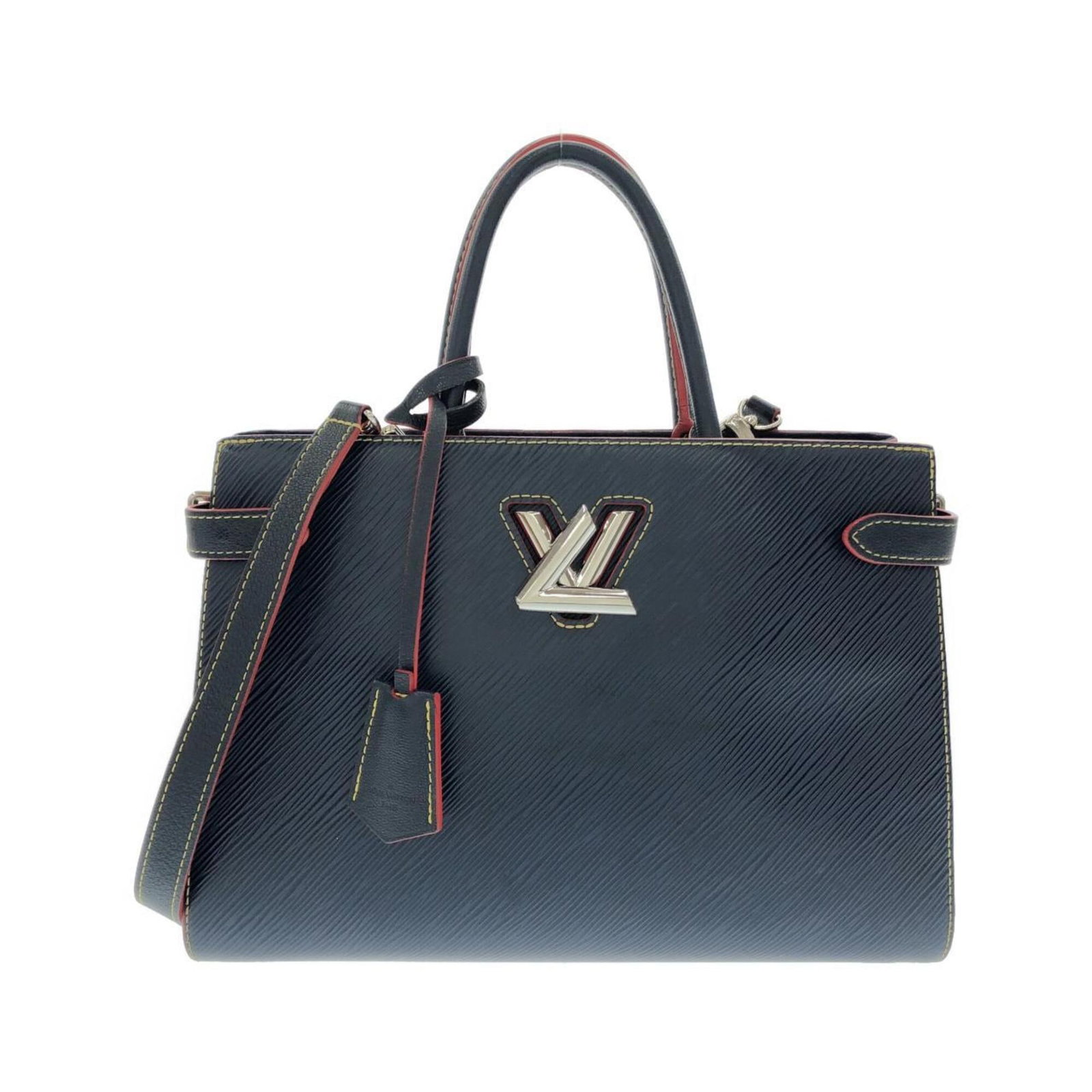 Handbag Leather Louis Vuitton: Handbag Leather Louis Vuitton Blue Louis Vuitton handbag made from high-quality calf leather, featuring silver hardware and a classic design. The bag measures 21.5cm x 30.5cm x 11cm, making it a