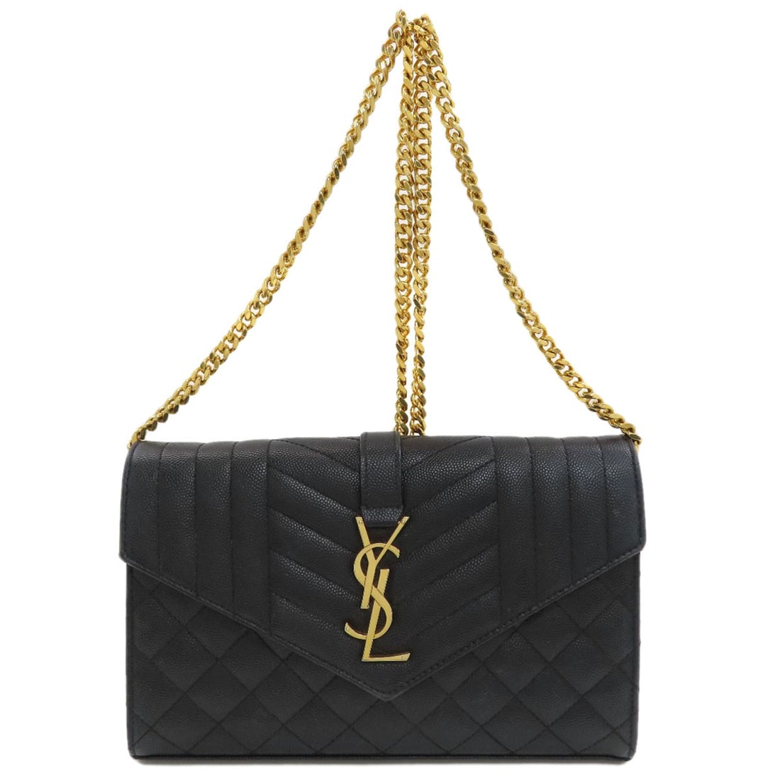 Saint Laurent Yves Chain Wallet Long Medium Shoulder Envelope: Saint Laurent Yves Chain Wallet Long Medium Shoulder Envelope Black Yves Saint Laurent Long Wallet with Coin Pocket. Made from high-quality calf material, this medium-sized wallet features a sleek
