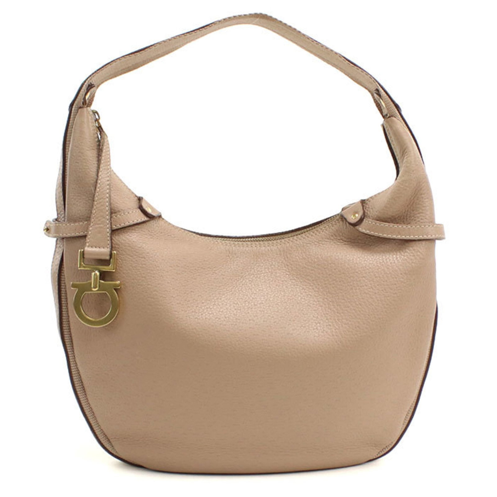 Ferragamo Leather Shoulder Bag: Ferragamo Leather Shoulder Bag The Salvatore Ferragamo Country Leather Shoulder Bag is a timeless design, featuring high-quality beige leather and gold hardware. Measuring 21cm x 27cm x 4.5cm, this