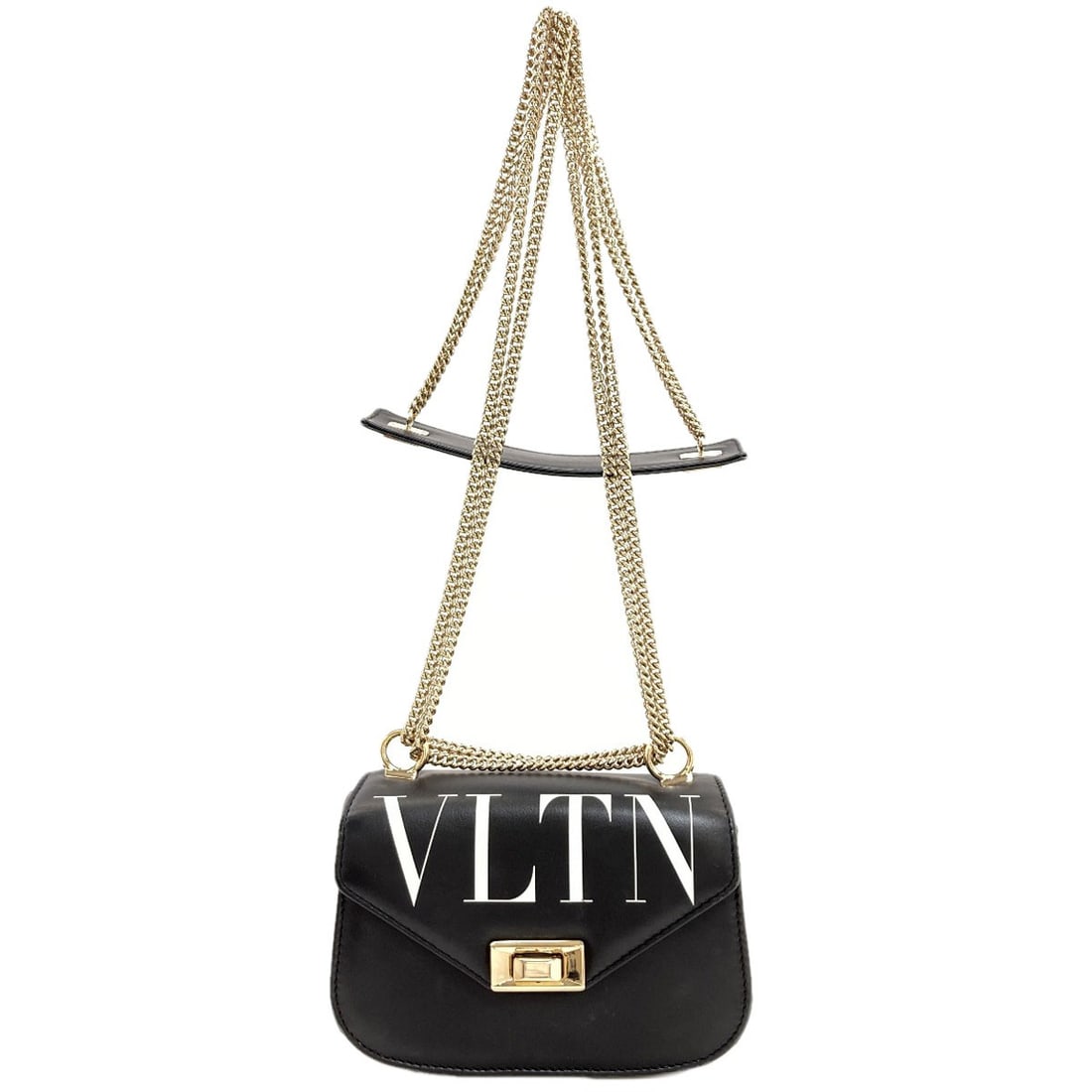 Valentino Vltn Logo Shoulder Bag Leather: Valentino Vltn Logo Shoulder Bag Leather Black leather shoulder bag with VALENTINO Vltn logo, made from high-quality leather. This stylish bag features a classic shoulder design, making it a