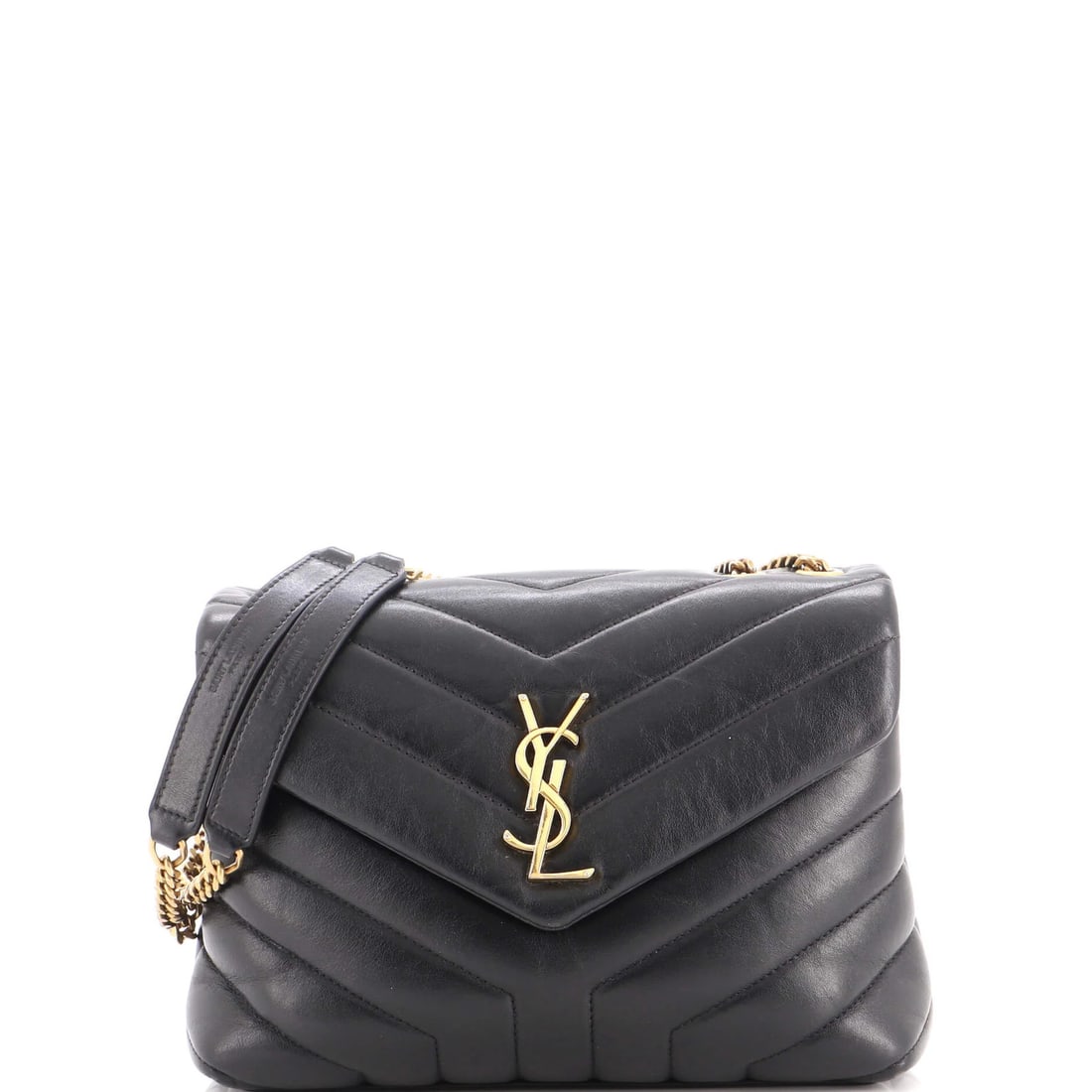 Laurent Saint Loulou Small Matelasse Leather Chevron Shoulder Bag: Laurent Saint Loulou Small Matelasse Leather Chevron Shoulder Bag Small, sleek, and stylish, this Saint Laurent Loulou shoulder bag boasts a chic black leather exterior adorned with a striking