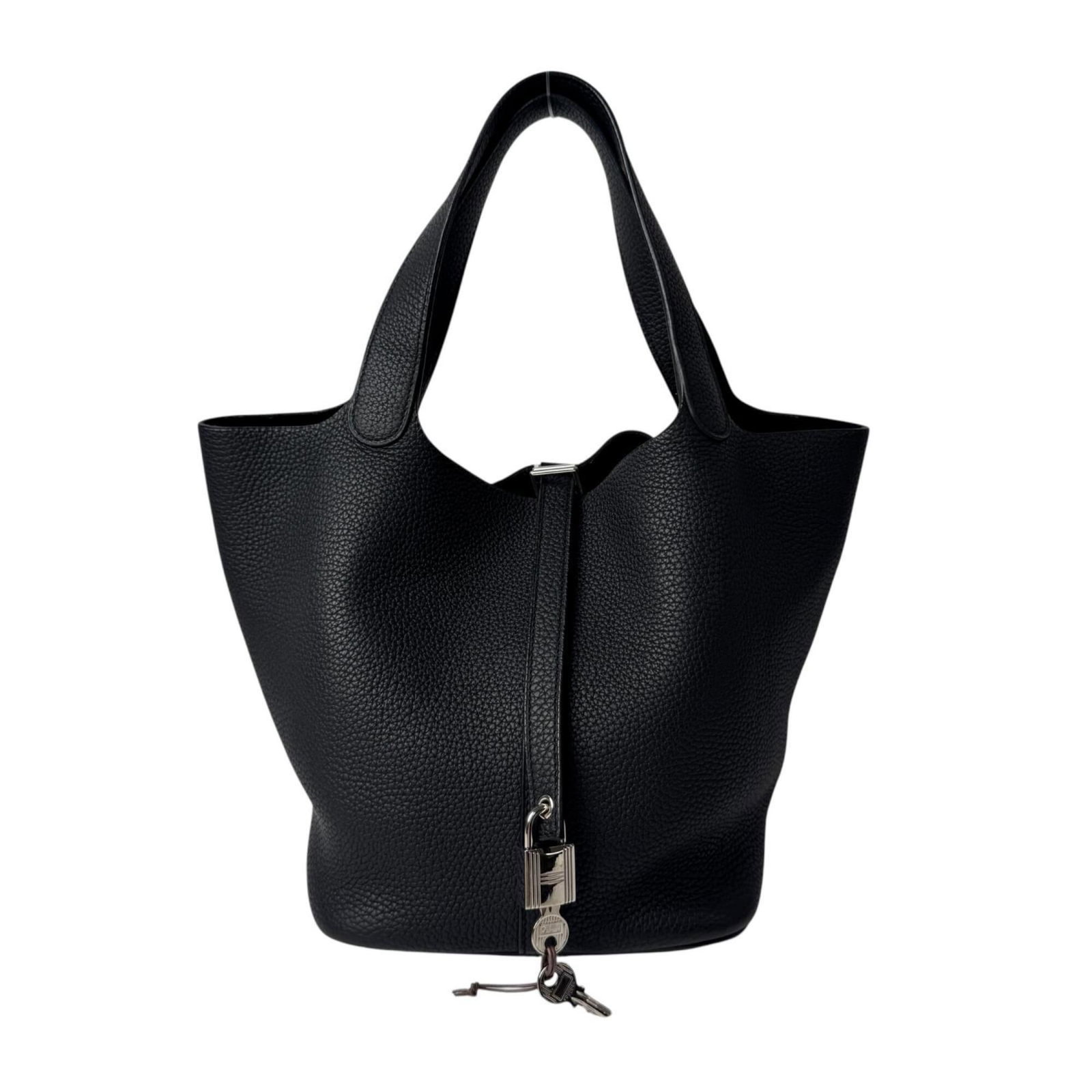 Clemence Leather Handbag Taurillon Hermes: Clemence Leather Handbag Taurillon Hermes Taurillon clemence leather handbag from Hermes, featuring a sleek Noir color and precise dimensions of 22cm x 33cm x 21cm. This stylish handbag is made from