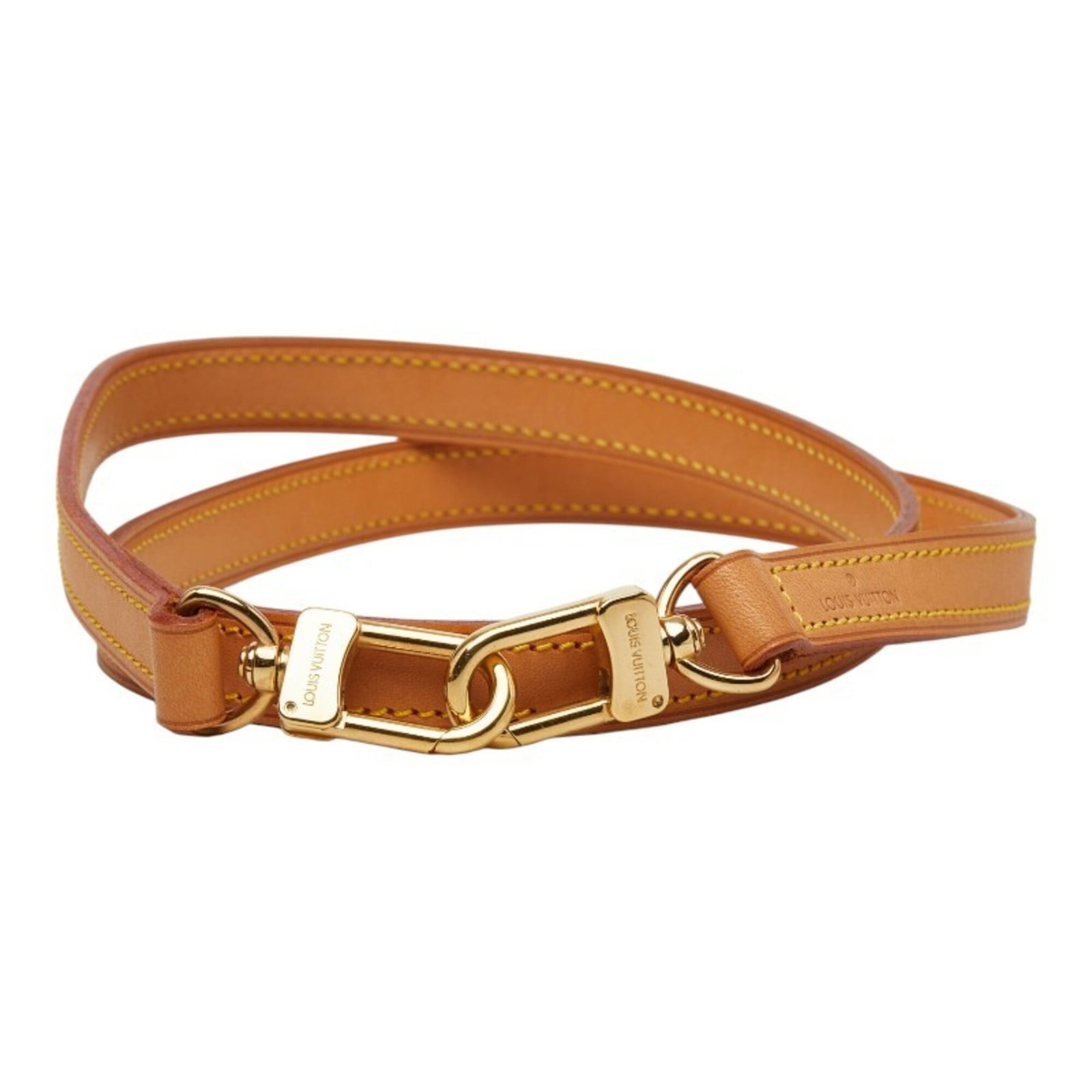 Leather Strap Louis Vuitton: Leather Strap Louis Vuitton Leather Strap from Louis Vuitton, made from high-quality beige leather and featuring a gold accent, measures 99.5cm in length and 1.5cm in width. The strap bears a signatur