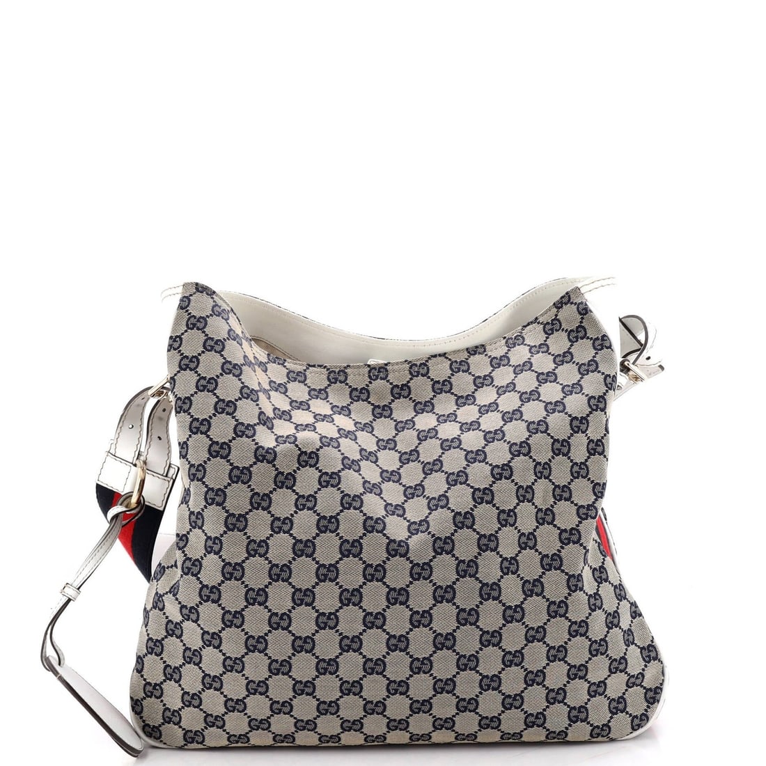 Hobo GG Canvas Medium Gucci Web Heritage: Hobo GG Canvas Medium Gucci Web Heritage The Gucci Hobo GG Canvas Medium Web Heritage features a striking white exterior with a canvas plain and leather combination, showcasing the iconic GG logo. Mea