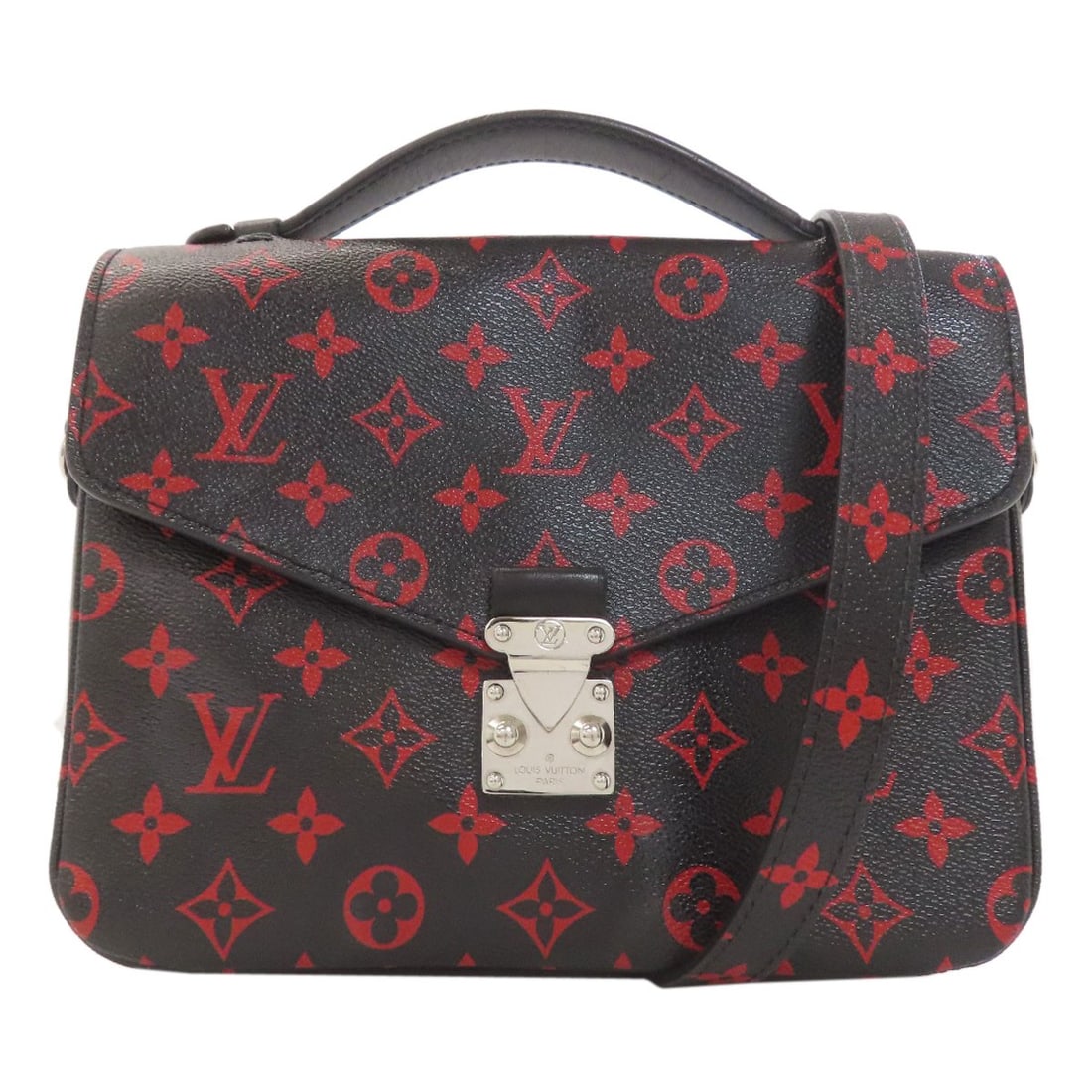 M41462 Enfla Rouge Mm Monogram Handbag Pochette Louis Vuitton: M41462 Enfla Rouge Mm Monogram Handbag Pochette Louis Vuitton Monogram canvas exterior in black, a classic Louis Vuitton look. This black handbag features a signature, but details of the signature