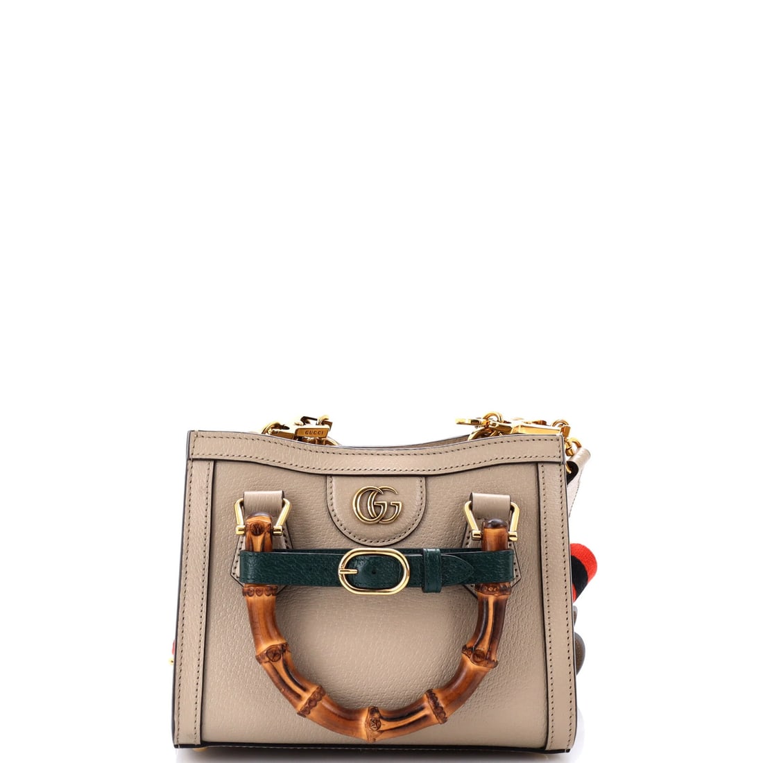 Gucci Leather Mini Bamboo Handle Tote Diana NM: Gucci Leather Mini Bamboo Handle Tote Diana NM Gucci's iconic Leather Mini Bamboo Handle Tote, the Diana NM, is a stylish and functional cross-body bag. This neutral-colored, mini tote features a uniq