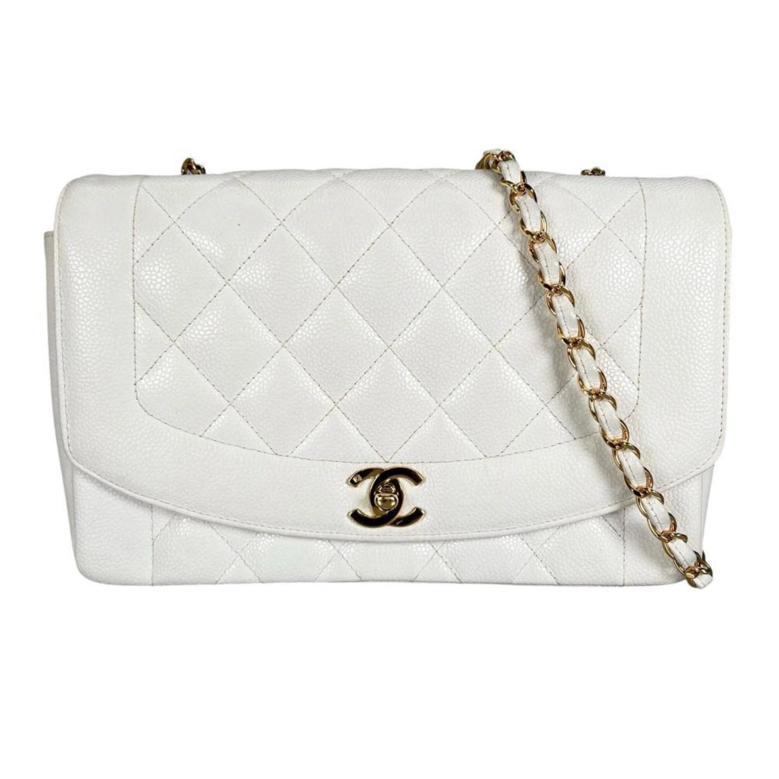 Calfskin Grained Chanel Bag Shoulder: Calfskin Grained Chanel Bag Shoulder Calfskin Grained Chanel Bag Shoulder - A Timeless Design. This white, grained calfskin shoulder bag features a classic Chanel design with clean lines and a