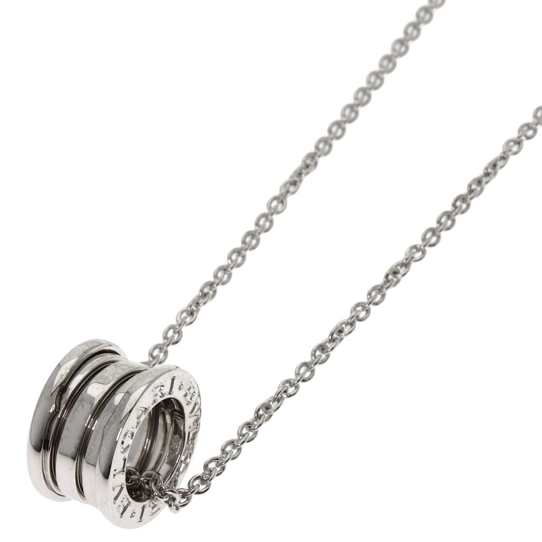 Bvlgari B.Zero1 Necklace K18 White Gold: Bvlgari B.Zero1 Necklace K18 White Gold BVLGARI's B.Zero1 Necklace is a striking piece featuring K18 White Gold, a rare and luxurious metal alloy. This necklace boasts a sleek design with a 15.7inch