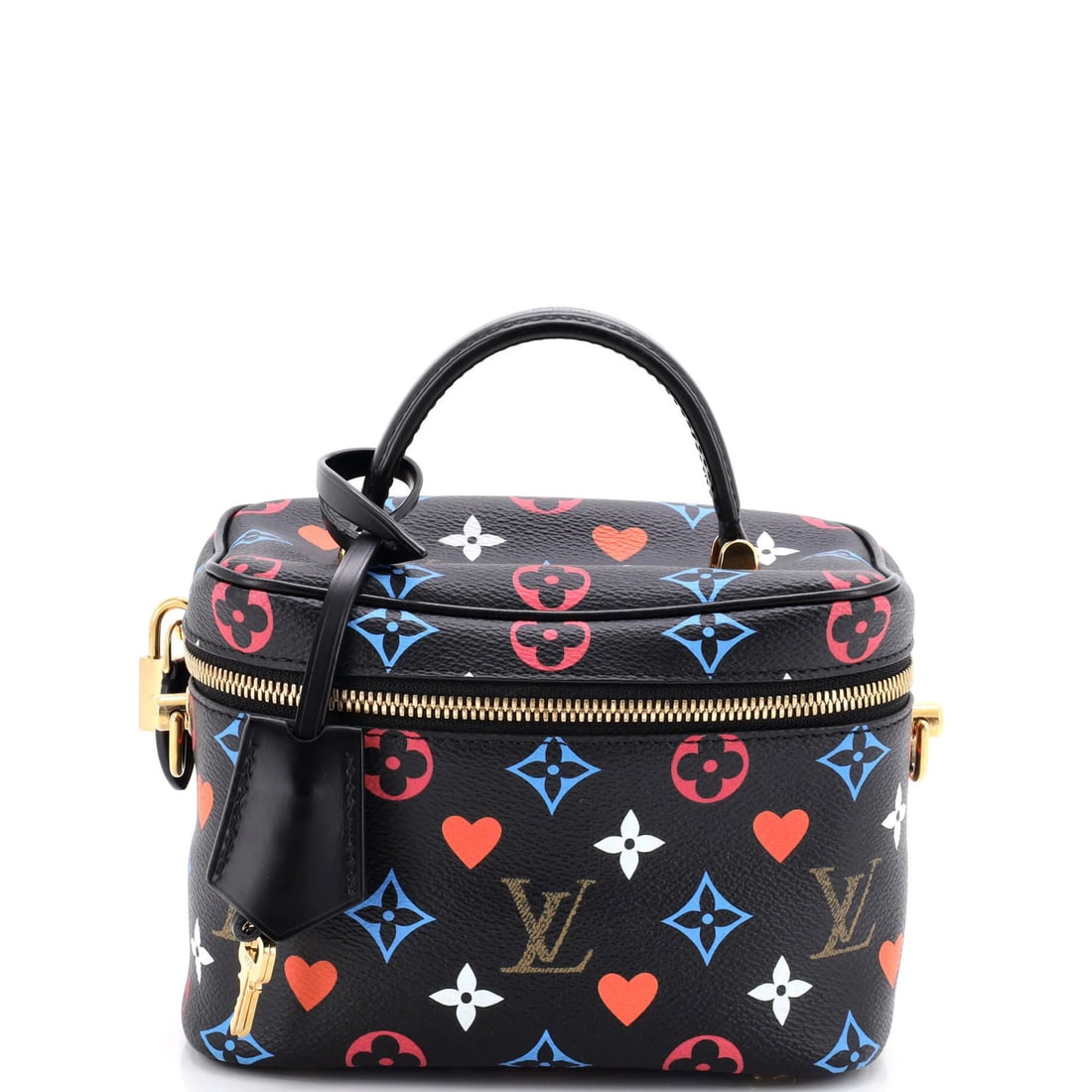 Vanity Handbag Limited Edition Multicolor Monogram On Game Louis Vuitton: Vanity Handbag Limited Edition Multicolor Monogram On Game Louis Vuitton Black multicolor monogram PM exterior, gold hardware, and interior in black microfiber make this Louis Vuitton Vanity Handbag