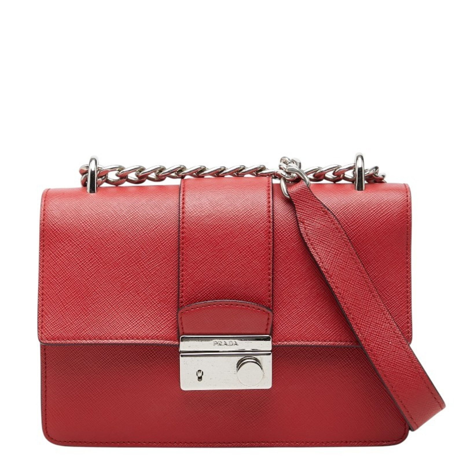 Saffiano Leather Prada Triangle Shoulder Bag: Saffiano Leather Prada Triangle Shoulder Bag Saffiano Leather Prada Triangle Shoulder Bag in Red. This Saffiano triangle shoulder bag features a striking red color and is made from high-quality
