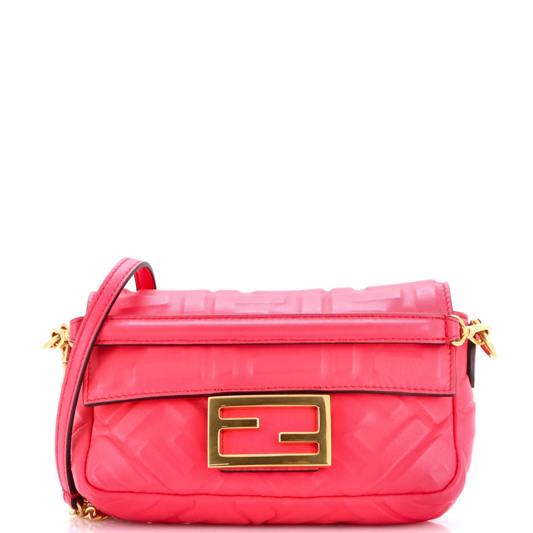 Baguette Zucca Fendi Leather Mini Embossed NM Bag: Baguette Zucca Fendi Leather Mini Embossed NM Bag Pink Zucca Embossed Leather Mini Baguette Cross Body Bag by Fendi, featuring a stylish mini design with a subtle pink hue and intricate embossed