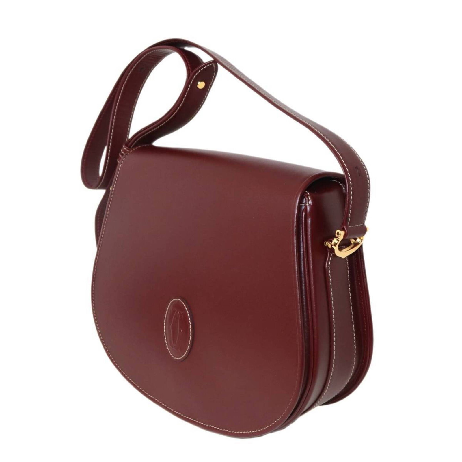 Shoulder Bag Cartier Leather: Shoulder Bag Cartier Leather Cartier's Bordeaux leather shoulder bag features a classic design with a 22cm x 28cm x 8cm size, making it a versatile and practical accessory. The bag's sleek shape and h