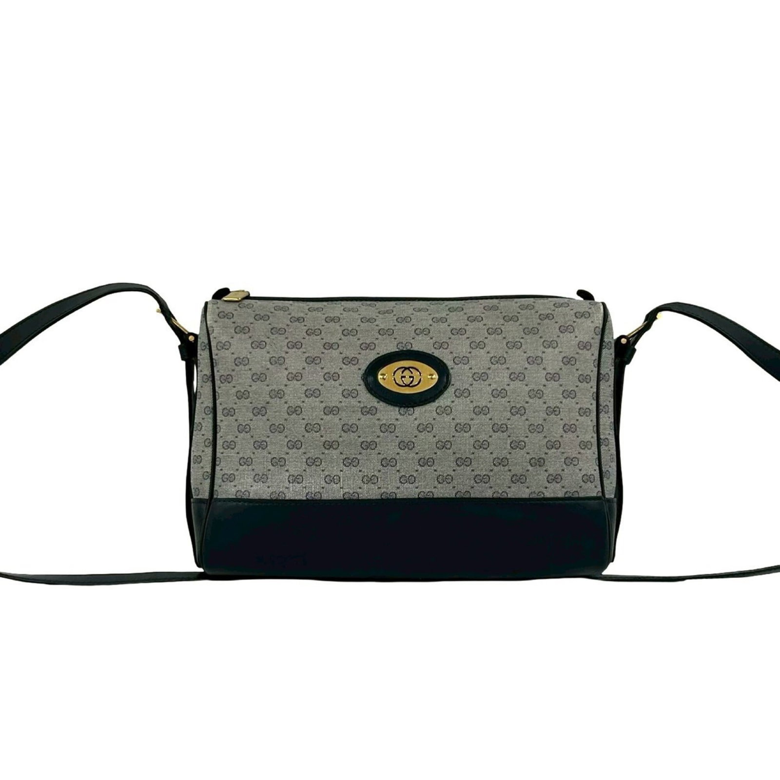 Pvc Leather Pochette Gucci Bag Shoulder: Pvc Leather Pochette Gucci Bag Shoulder PVC leather and genuine leather blend create a unique look in this Gucci Pochette shoulder bag, available in navy. The bag's compact size and sleek design make 