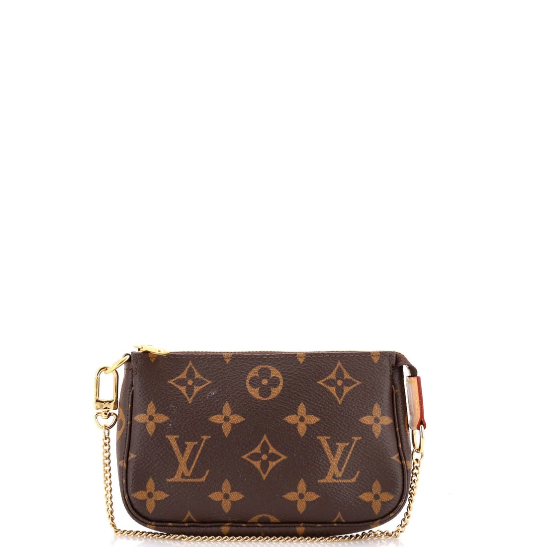 Louis Vuitton Pochette Accessoires Monogram Canvas Mini: Louis Vuitton Pochette Accessoires Monogram Canvas Mini The Louis Vuitton Pochette Accessoires Monogram Canvas Mini is a stylish and compact clutch, measuring 6.5" in handle drop and 4.5" in height, m