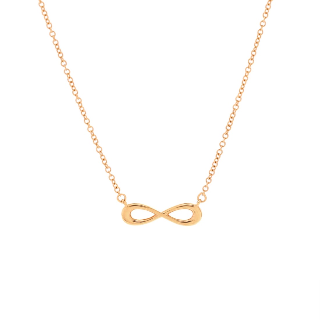 Tiffany & Co. Infinity Pendant Necklace 18K Rose Gold: Tiffany & Co. Infinity Pendant Necklace 18K Rose Gold 18K Rose Gold Tiffany & Co. Infinity Pendant Necklace is a timeless piece featuring a classic infinity design. Made from 18K rose gold, this