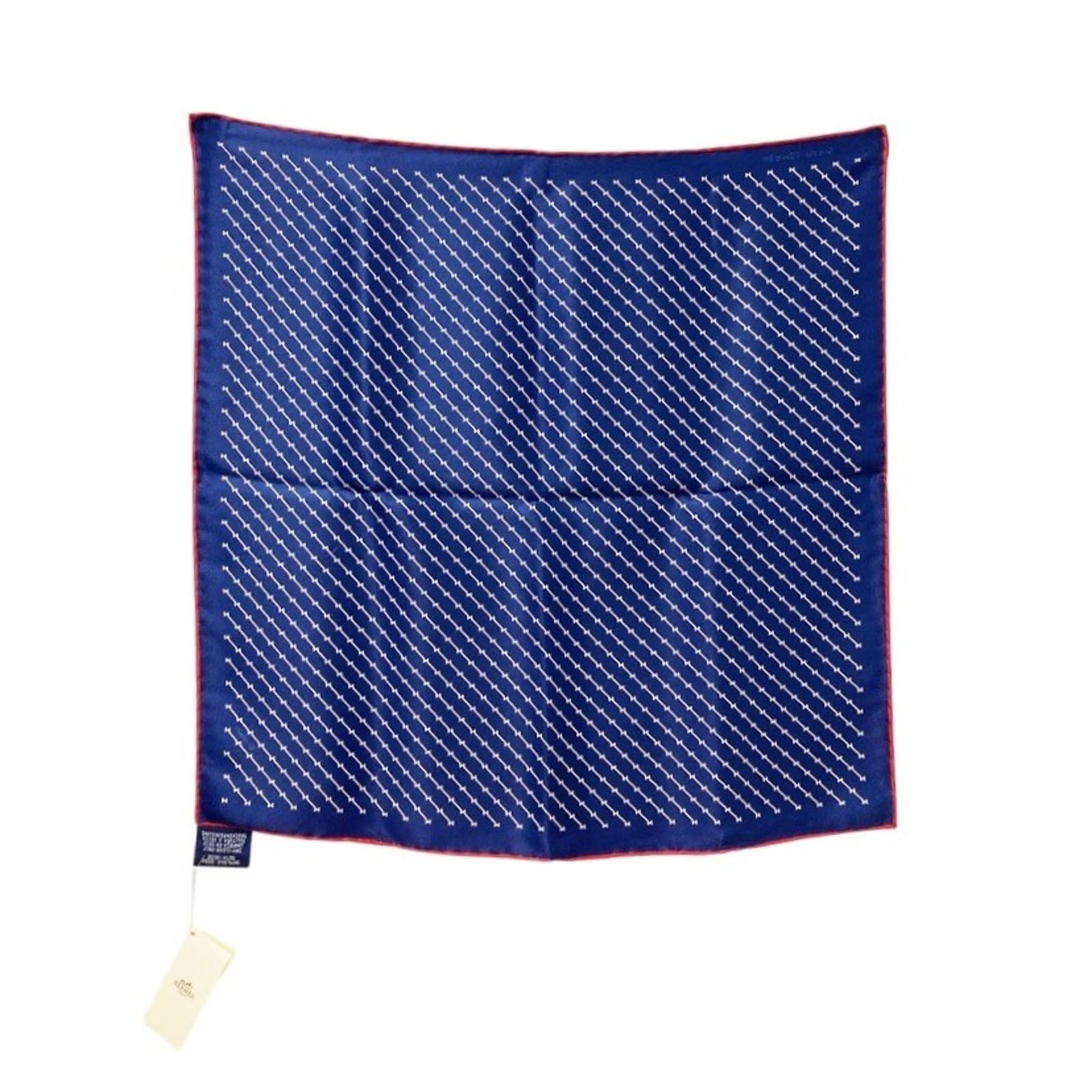 Silk Hermes Scarf: Silk Hermes Scarf Silk from high-quality materials, this 42cm x 42cm navy and red silk scarf is a beautiful addition to any wardrobe. Made from luxurious silk, its classic size and timeless design
