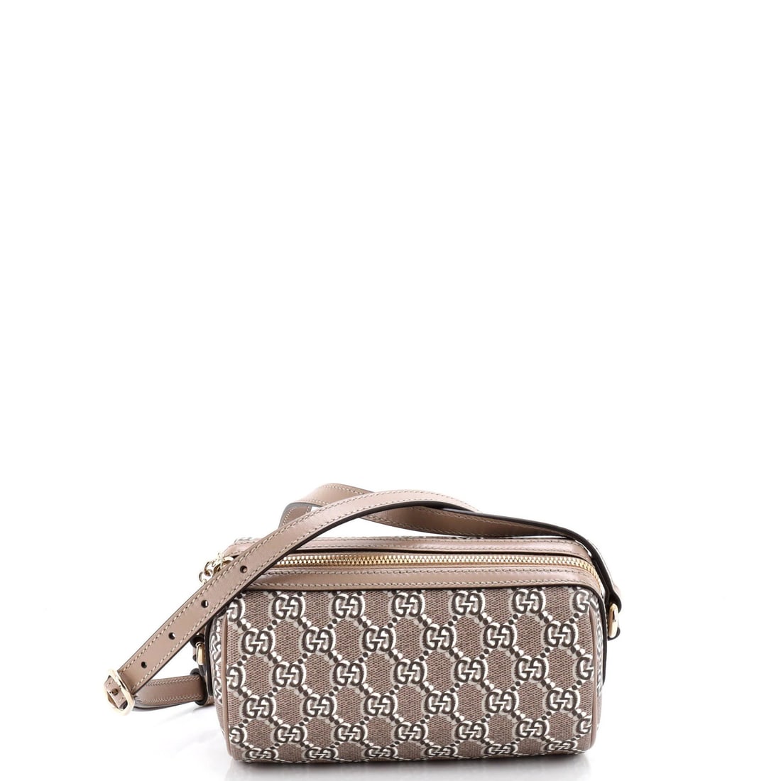 Cylindrical Shoulder Bag Coated Canvas Gucci Mini Shadow GG: Cylindrical Shoulder Bag Coated Canvas Gucci Mini Shadow GG Brown Cylindrical Shoulder Bag with Canvas Coated Exterior, Measuring 3" x 7" x 3". This Gucci Mini Shadow GG features a neutral interior
