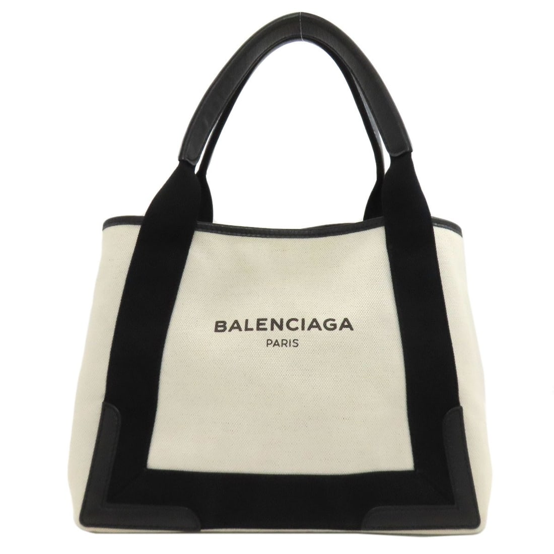 Handbag Canvas Cabas Navy Balenciaga: Handbag Canvas Cabas Navy Balenciaga Canvas Cabas in navy, a classic design from Balenciaga. This white canvas handbag features a timeless style that exudes elegance. Its clean lines and simple