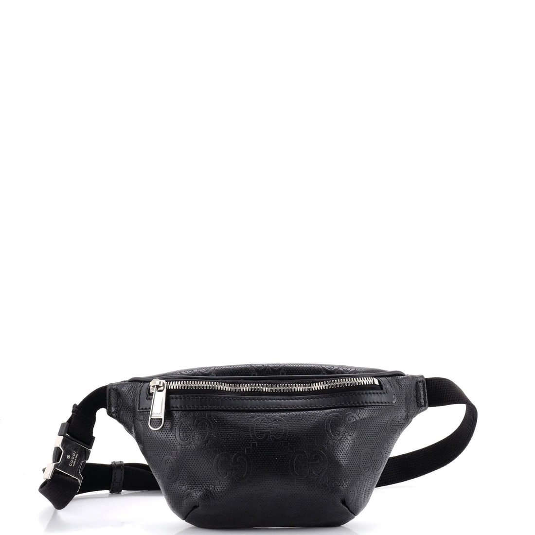 GG Gucci Small Embossed Perforated Leather Belt Bag: GG Gucci Small Embossed Perforated Leather Belt Bag Small GG Gucci Embossed Perforated Leather Belt Bag, featuring Gucci's iconic GG logo and perforated leather exterior in black. This small belt bag 