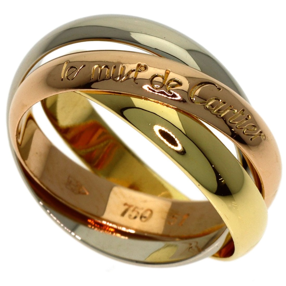 Cartier Trinity #51 Ring K18 Yellow Gold K18 White Gold: Cartier Trinity #51 Ring K18 Yellow Gold K18 White Gold K18 Yellow Gold and White Gold Cartier Trinity Ring, size 5.75, features a unique combination of two precious metals, showcasing the brand's sig