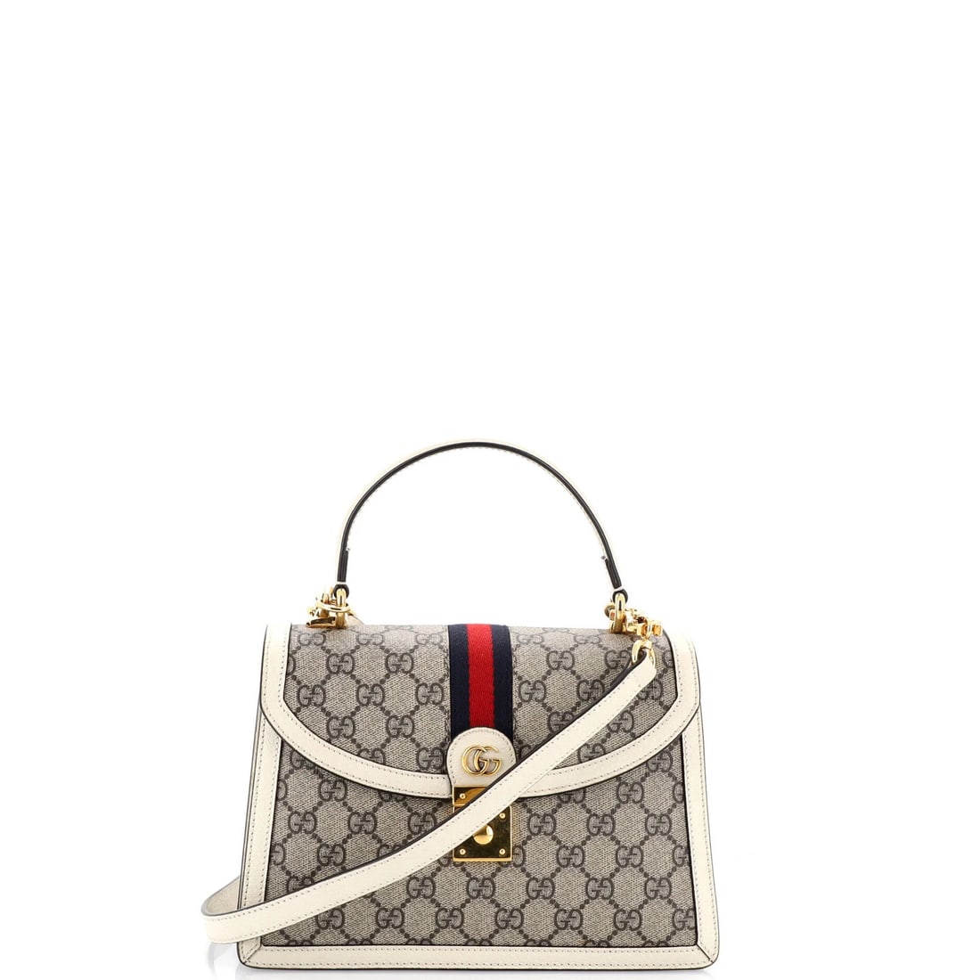 Flap Top Handle Small GG Coated Canvas Bag Gucci: Flap Top Handle Small GG Coated Canvas Bag Gucci Small GG Coated Canvas Bag in Neutral Brown, featuring a classic flap top handle design. With its neutral interior and gold hardware, this Gucci
