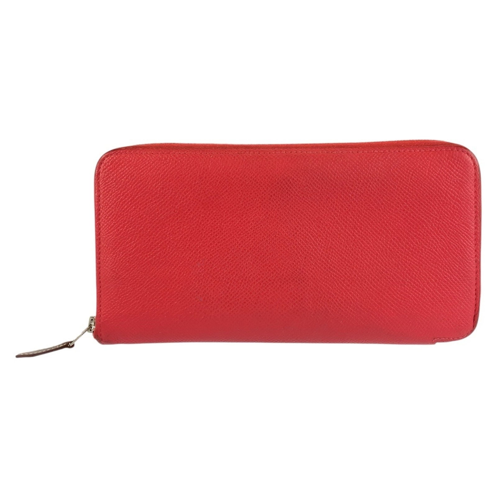 Hermes Long Wallet (Bi-Fold) Epsom Leather Silk: Hermes Long Wallet (Bi-Fold) Epsom Leather Silk Epsom leather and silk come together in this striking bi-fold wallet from Hermes, crafted in France. The bold red color and sleek design make it a