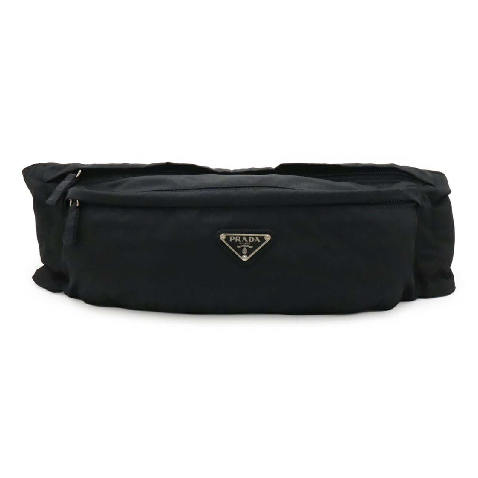 Nylon Sling Bag Fanny Pack Prada: Nylon Sling Bag Fanny Pack Prada Black nylon fanny pack from Prada, measuring 12.5cm x 34cm x 6cm, with a sleek and modern design. This nylon sling bag features a classic country style, made from high