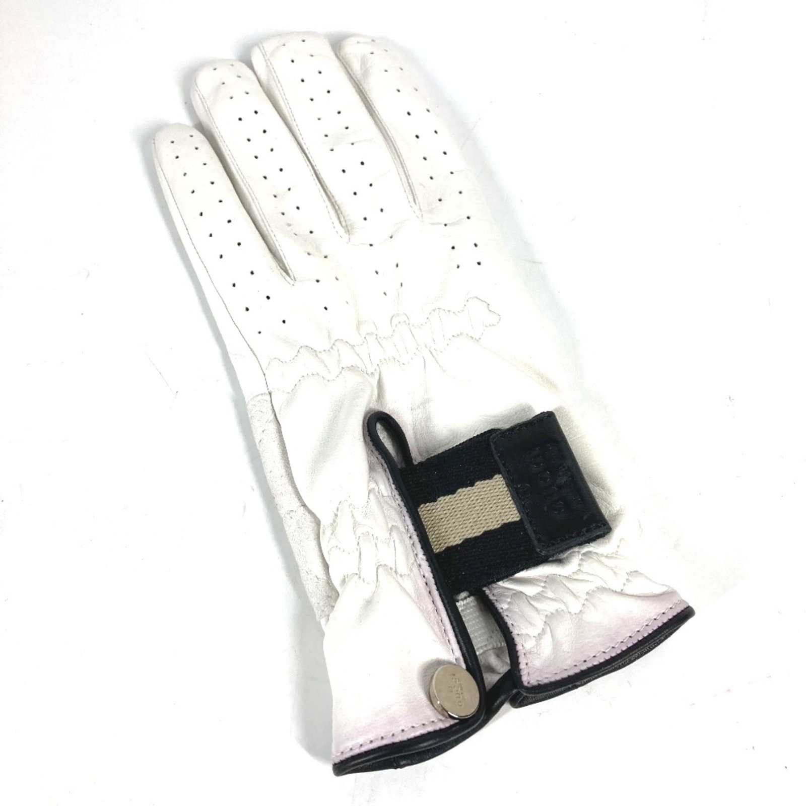 Warm Gloves Leather: Warm Gloves Leather Warm and stylish, these white leather gloves from Gucci feature a sleek design with a 3.3inch cuff opening, perfect for adding a touch of sophistication to any outfit. Made from hi