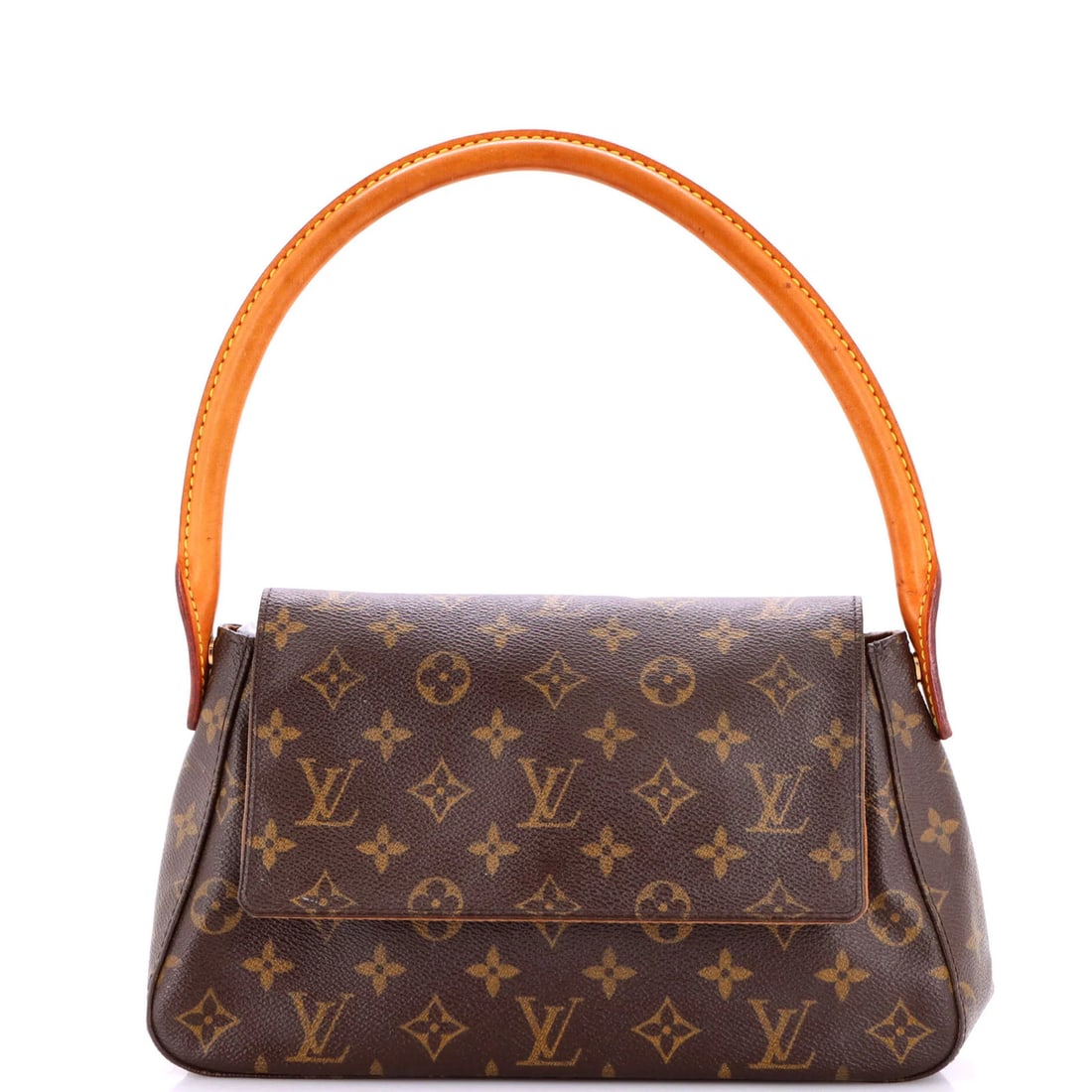 Mini Canvas Monogram Handbag Looping Louis Vuitton: Mini Canvas Monogram Handbag Looping Louis Vuitton Brown Mini Canvas Monogram Louis Vuitton Looping Handbag with Gold Hardware, featuring a classic top handle design and signature monogram pattern,