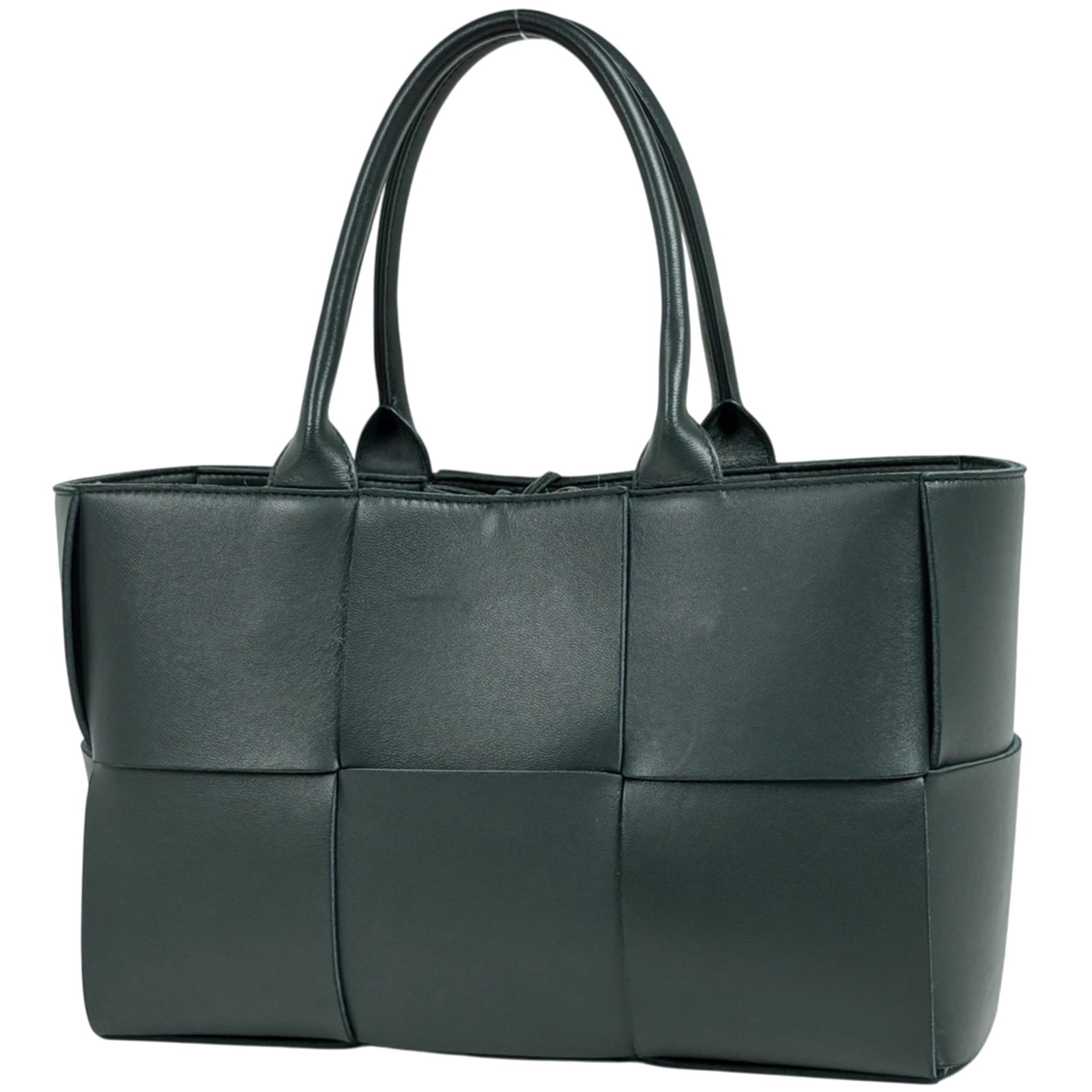 Veneta Bottega Leather Tote Bag: Veneta Bottega Leather Tote Bag Bottega Veneta's Veneta Bottega Leather Tote Bag boasts a striking green leather hue, measuring 20cm x 30cm x 12cm. Crafted from high-quality leather, this tote bag