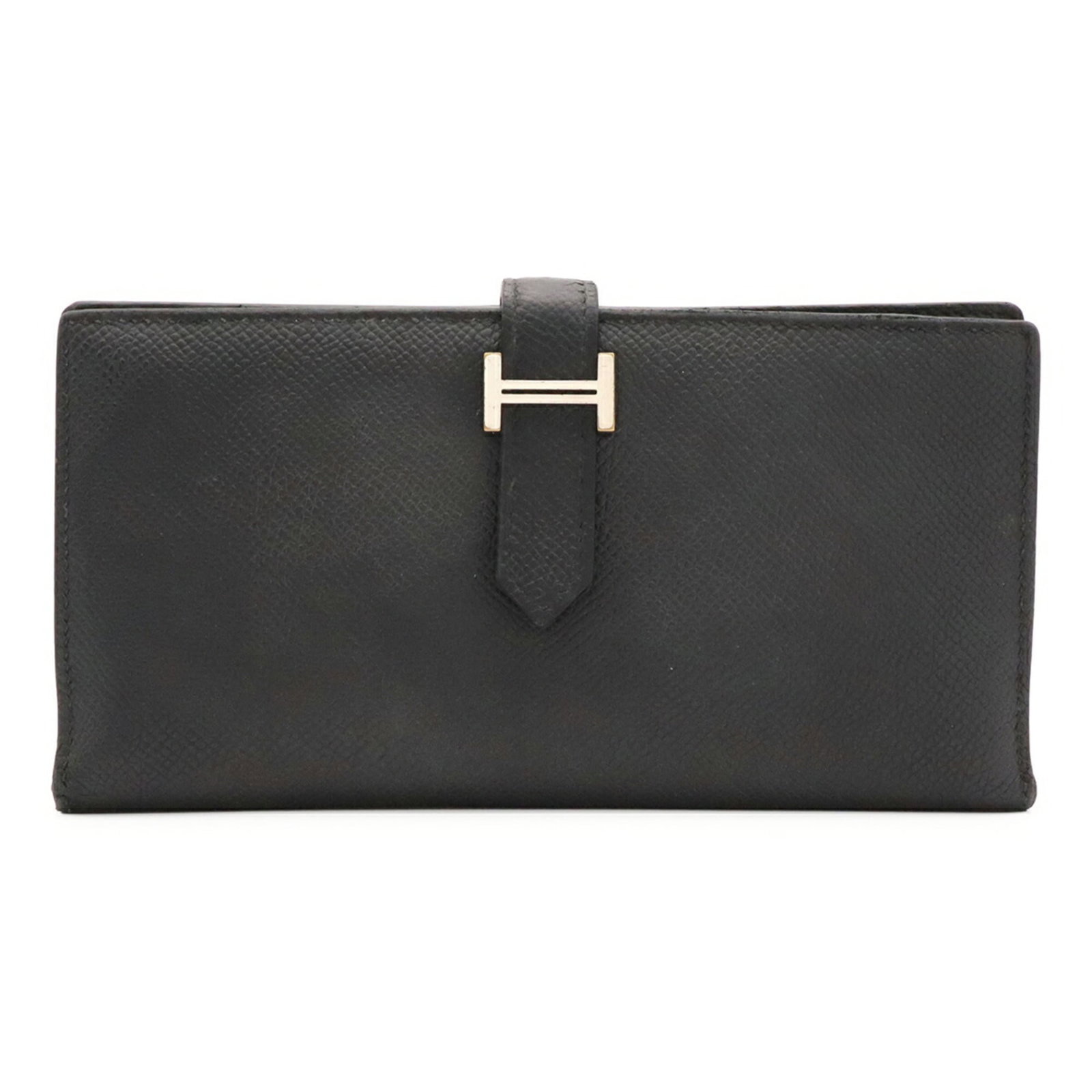 Epsom Leather Bi fold Wallet Hermes: Epsom Leather Bi fold Wallet Hermes Epsom Leather Bi Fold Wallet by Hermes, crafted from high-quality Epsom leather, features a sleek black design. Measuring 9cm x 17.5cm, this bi-fold wallet offers