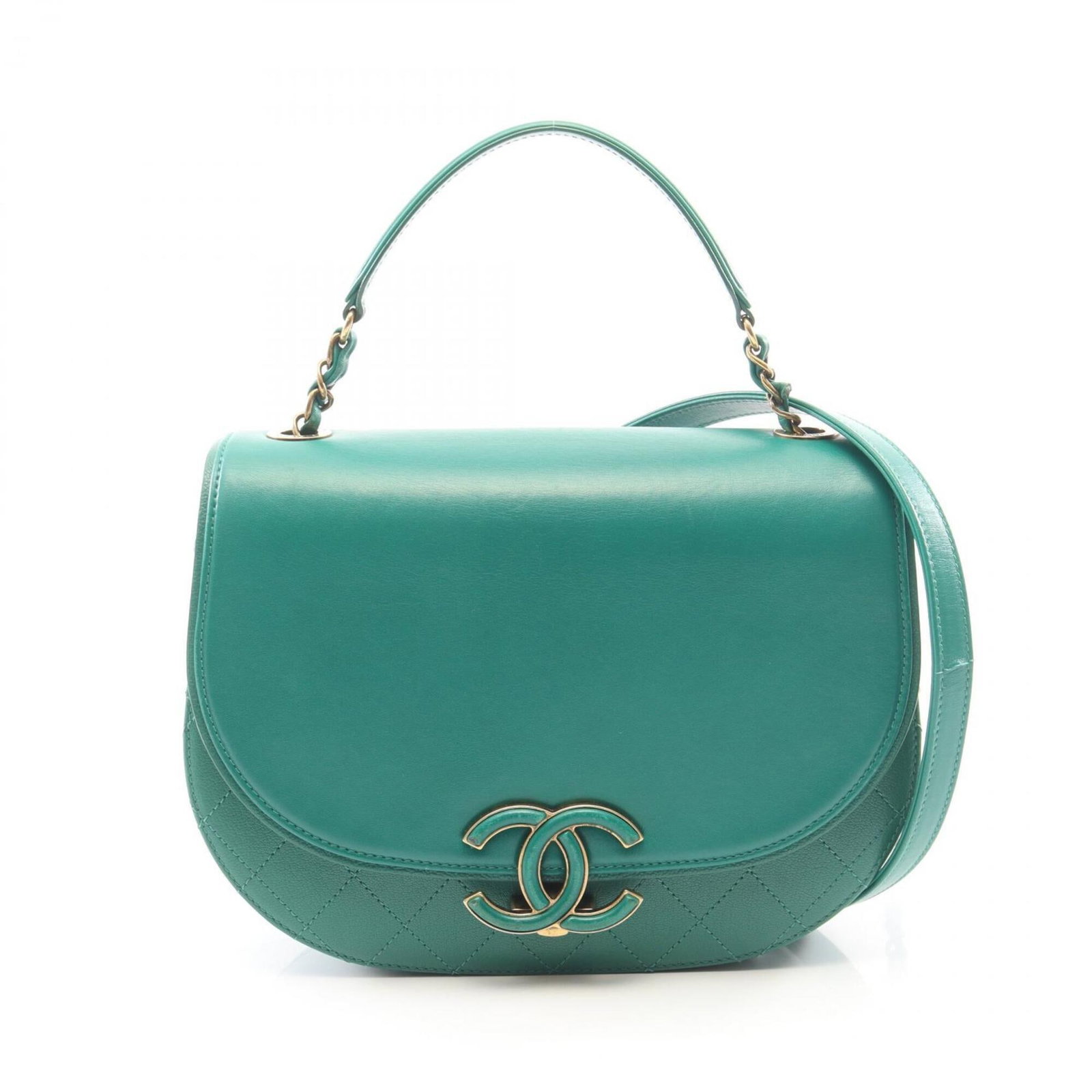 Shoulder Bag Leather Handbag Chanel: Shoulder Bag Leather Handbag Chanel The Chanel shoulder bag is crafted from high-quality leather, featuring a striking green color. Measuring 19cm x 22cm x 6cm, this stylish bag is designed to add a