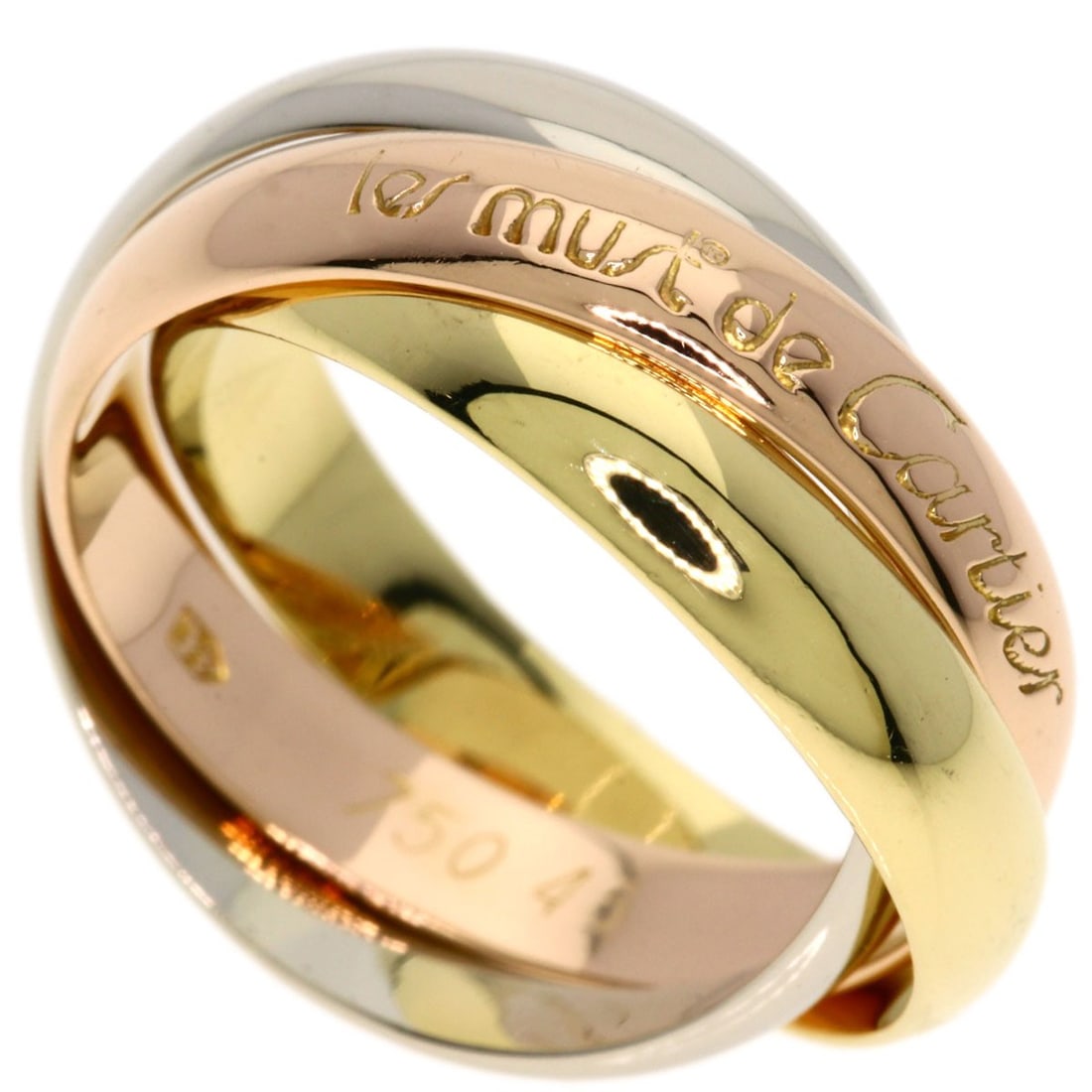 K18 Trinity Ring Cartier Yellow Gold Pink: K18 Trinity Ring Cartier Yellow Gold Pink K18 Trinity Ring Cartier Yellow Gold Pink - A stunning Cartier yellow gold ring featuring K18 metal, a hallmark of exceptional durability and luxury. This 4.2