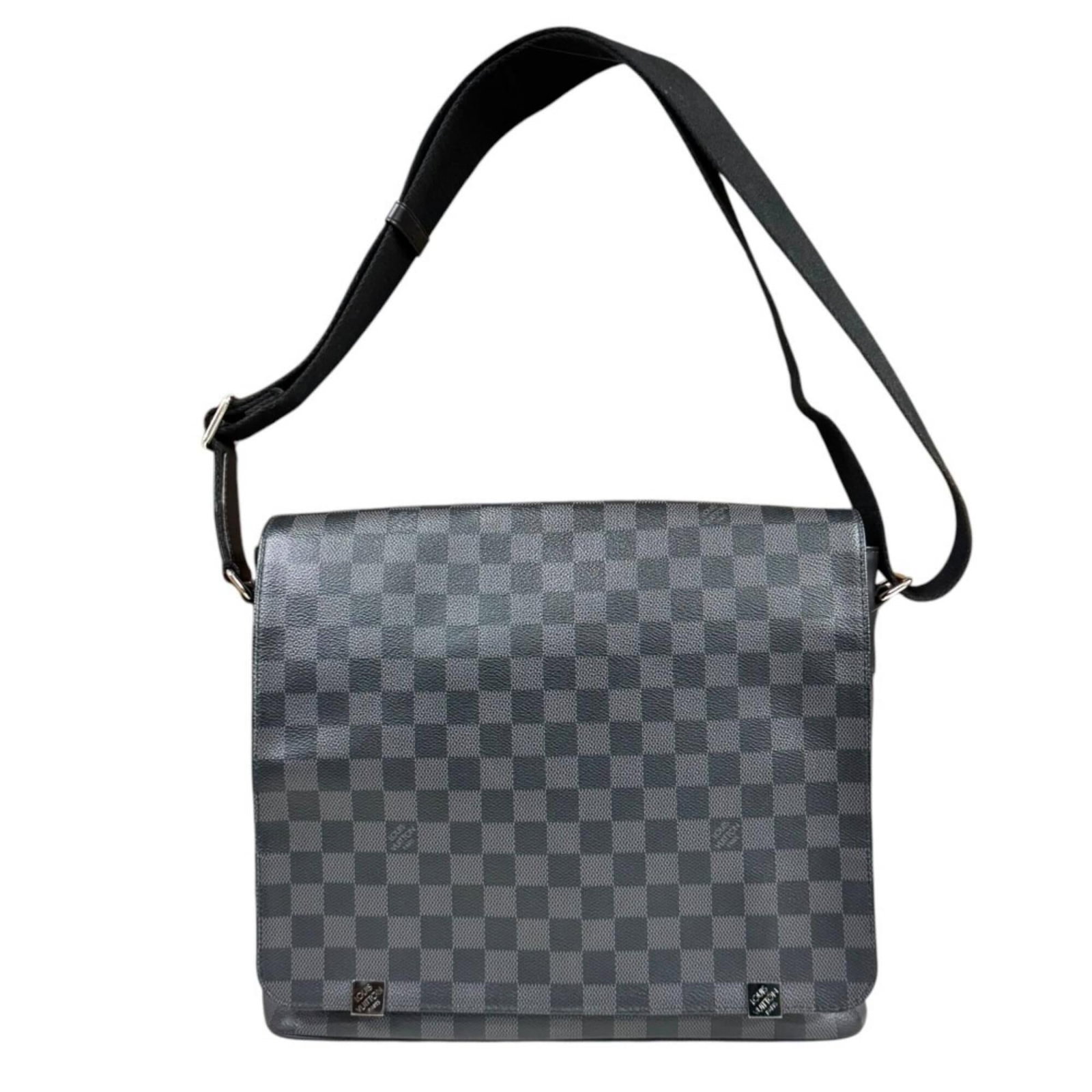 Louis Vuitton Graphite Damier Bag: Louis Vuitton Graphite Damier Bag The Louis Vuitton Graphite Damier Bag is a sleek, black and gray shoulder bag made from the iconic Damier Graphite material. Its durable design and spacious interior 