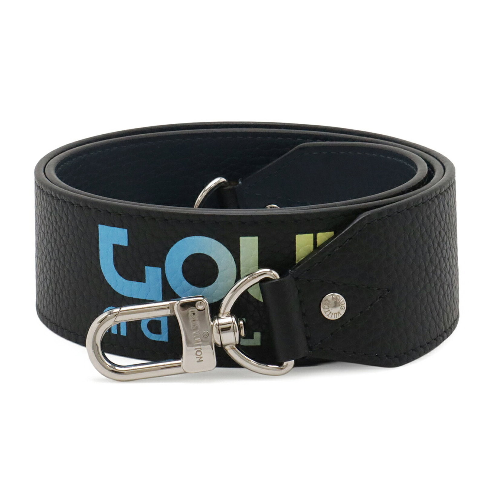 Leather Strap Louis Vuitton: Leather Strap Louis Vuitton Black, Multi-color, or Navy Louis Vuitton Strap made from Taurillon leather, measuring 114cm in length. This leather strap features a classic design, perfect for adding a