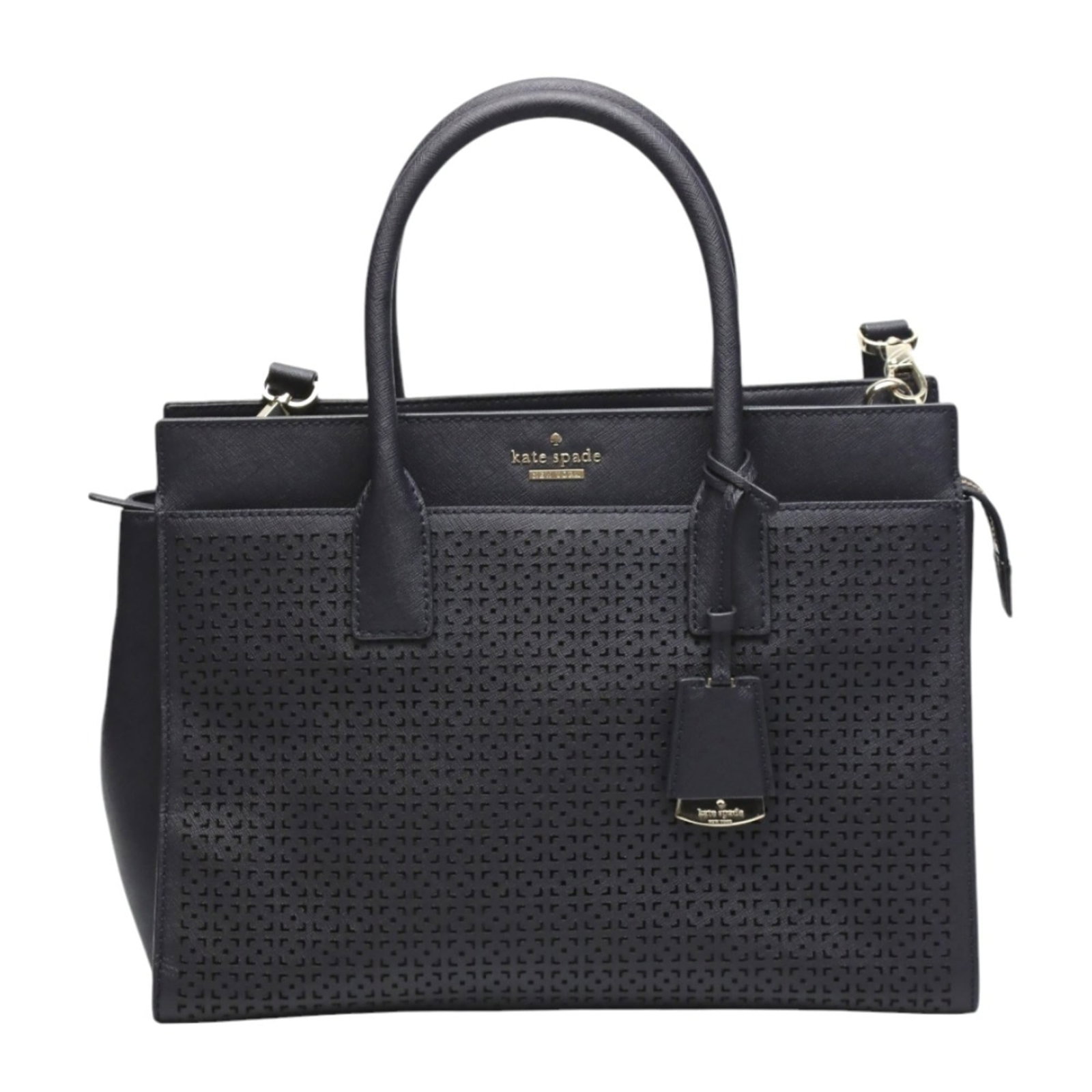 Kate Spade Handbag Bag: Kate Spade Handbag Bag Navy Kate Spade Handbag with Shoulder Strap and Name Tag. This shoulder bag features a 24cm x 32.5cm x 15cm size and comes with a shoulder strap and name tag. The bag's navy