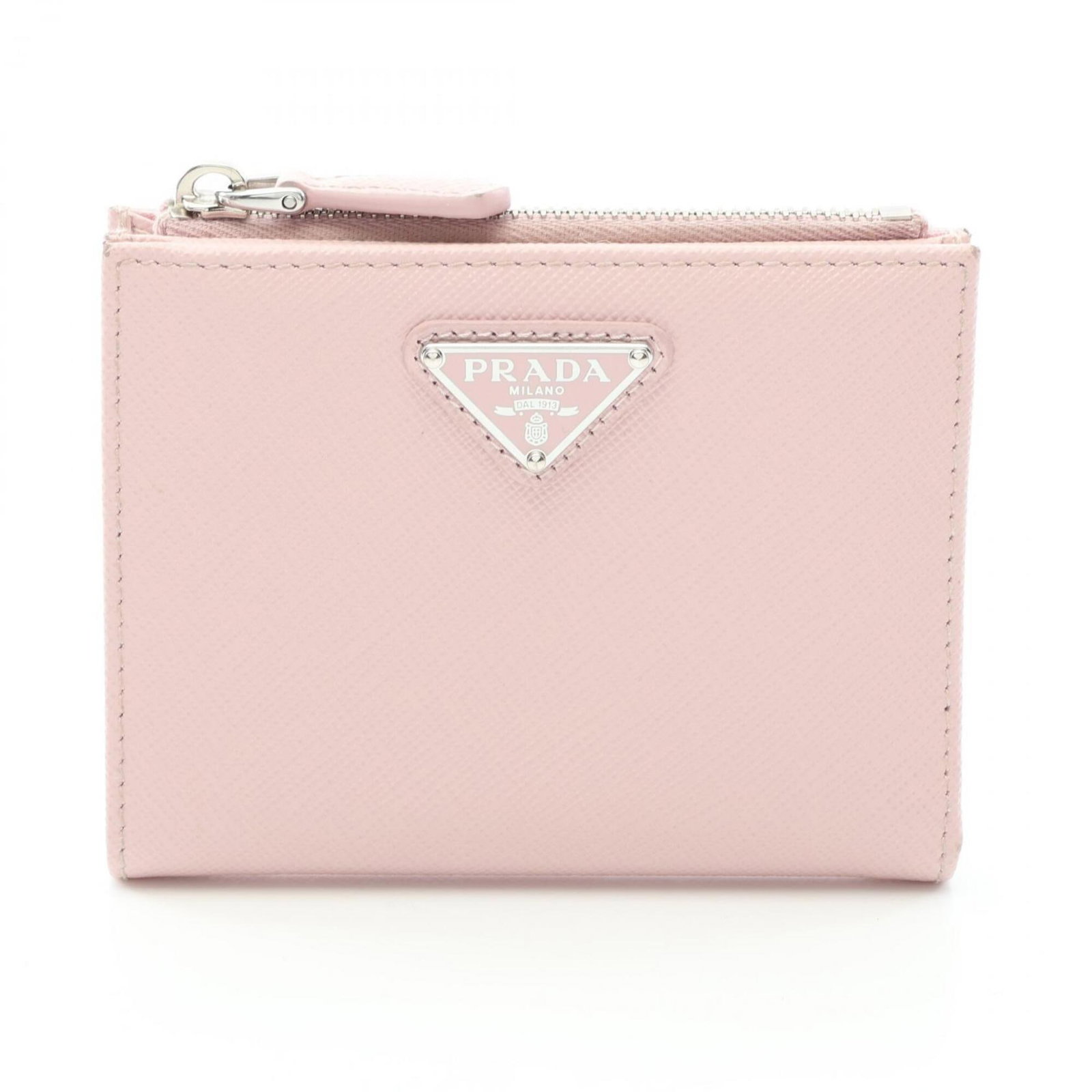 Prada Wallet (Bi-Fold) Saffiano: Prada Wallet (Bi-Fold) Saffiano Saffiano leather wallet with a sleek bi-fold design, measuring 9cm x 11.5cm x 1cm, features a vibrant pink color. Made from high-quality Saffiano material, this wallet 
