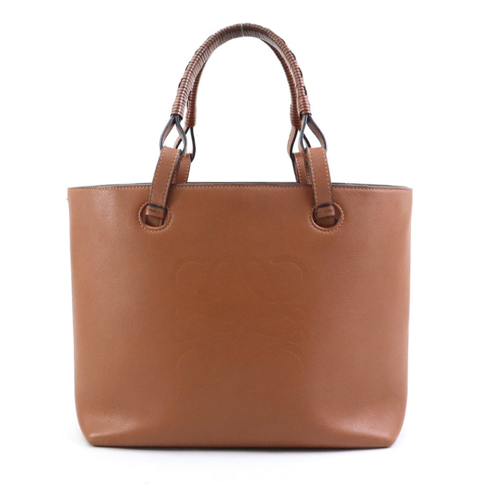 Shoulder Bag Leather Loewe Handbag: Shoulder Bag Leather Loewe Handbag This exquisite Leather Loewe Shoulder Bag boasts a rich brown color and a sleek design, with a spacious open pocket for storing essentials. The bag's durable leather