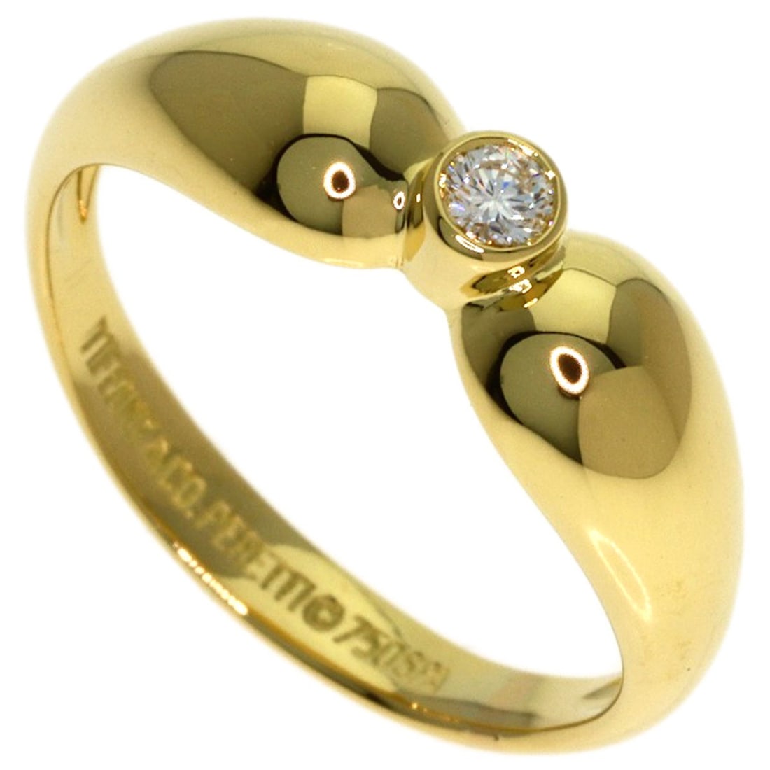 Double Teardrop Diamond Ring K18 Yellow Gold Tiffany: Double Teardrop Diamond Ring K18 Yellow Gold Tiffany K18 Yellow Gold Tiffany's Double Teardrop Diamond Ring boasts a striking design with a main stone that shines against a gold metal exterior. This