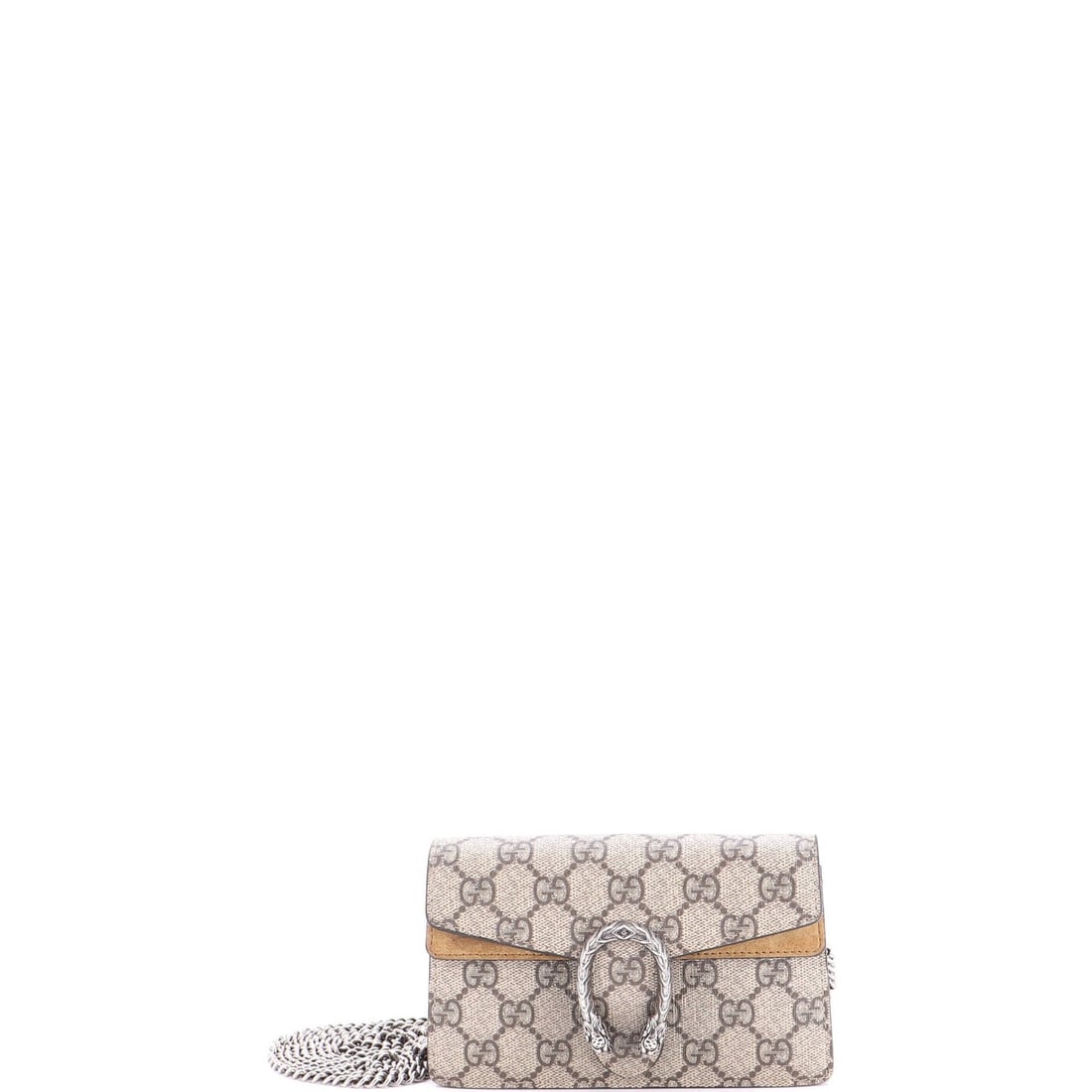 Coated Canvas GG Dionysus Super Mini Gucci Bag: Coated Canvas GG Dionysus Super Mini Gucci Bag Coated Canvas GG Dionysus Super Mini Gucci Bag - A stylish and compact accessory from the iconic Gucci brand. This Super Mini bag features a canvas coate