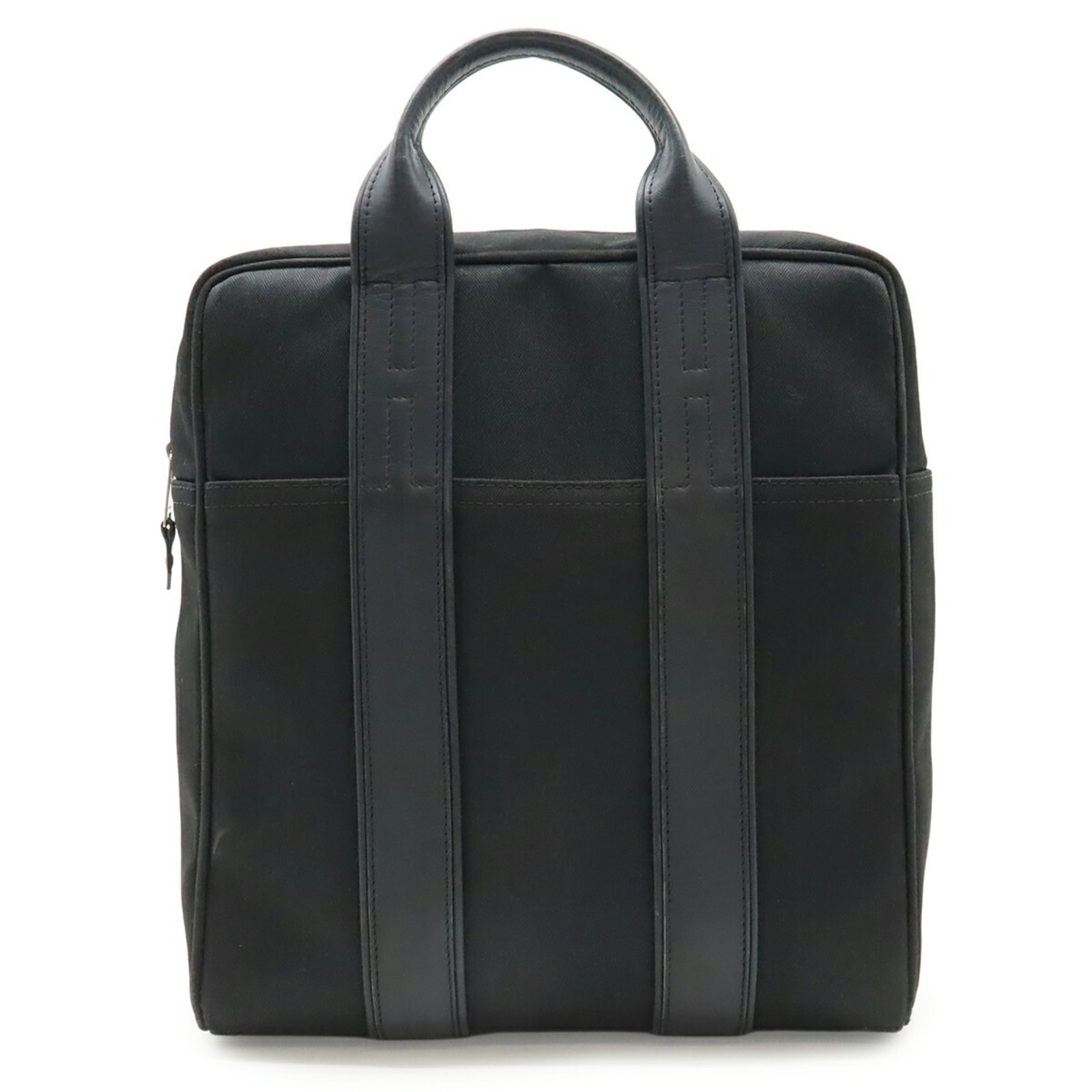 Chevron Leather Toile Hermes Bag Tote Backpack: Chevron Leather Toile Hermes Bag Tote Backpack Black Toile Chevron Leather Backpack from the Hermes Acapulco Line, featuring a classic tote design with a 30cm x 27.5cm x 9cm size. This stylish