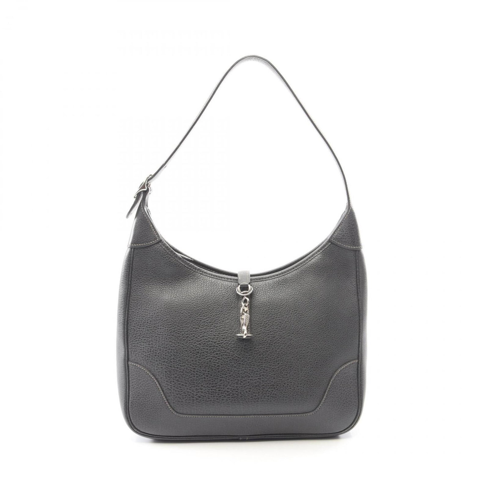 Hermes Handbag Shoulder Bag Buffalo Leather: Hermes Handbag Shoulder Bag Buffalo Leather The Hermes Handbag Shoulder Bag Buffalo Leather boasts a sleek, gray color and a sturdy buffalo leather construction. Measuring 22cm x 31cm x 8.5cm, this