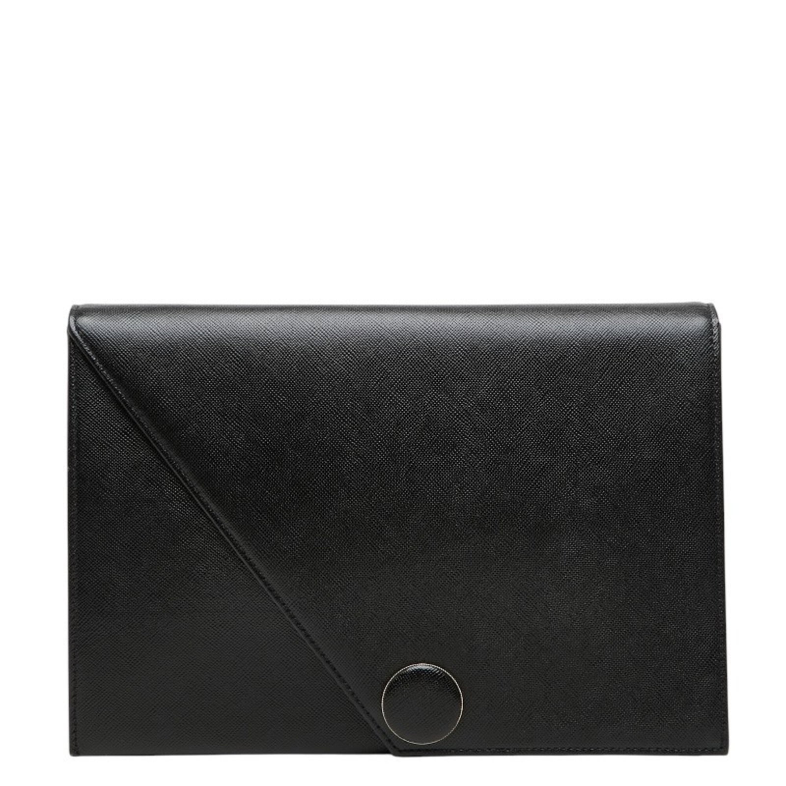 Saint Laurent bag clutch leather: Saint Laurent bag clutch leather Black Saint Laurent clutch bag with a sleek leather design, measuring 17.5cm x 25.5cm x 5cm. This compact clutch features a classic style that's perfect for adding a t