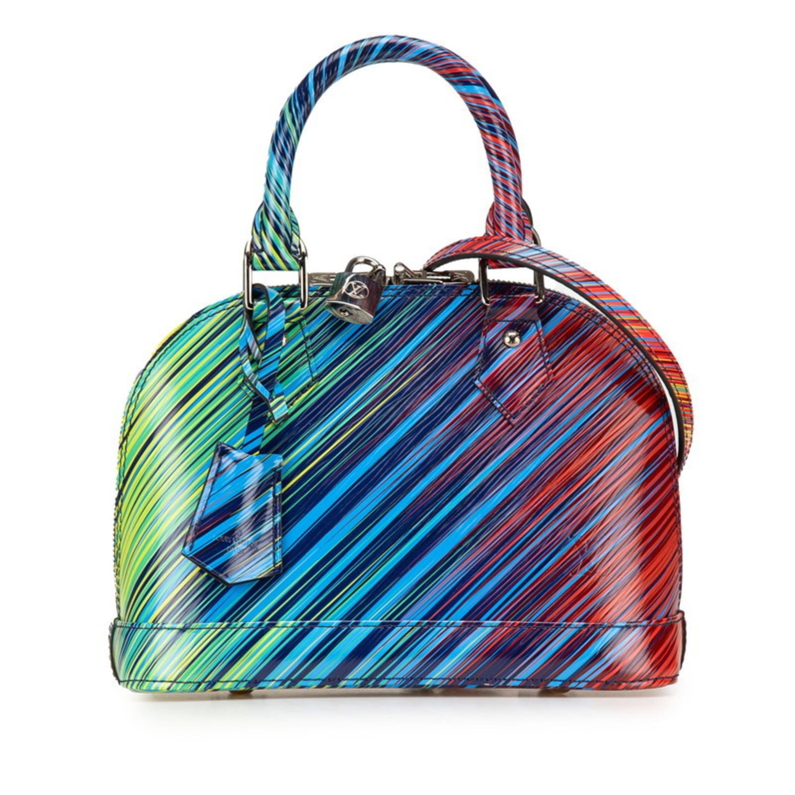 Shoulder Bag Handbag Leather Louis Vuitton: Shoulder Bag Handbag Leather Louis Vuitton Blue, Multi-color Leather Louis Vuitton Shoulder Bag with Clochette, Key, Padlock, and Shoulder Strap. This iconic handbag features a unique blend of colors 