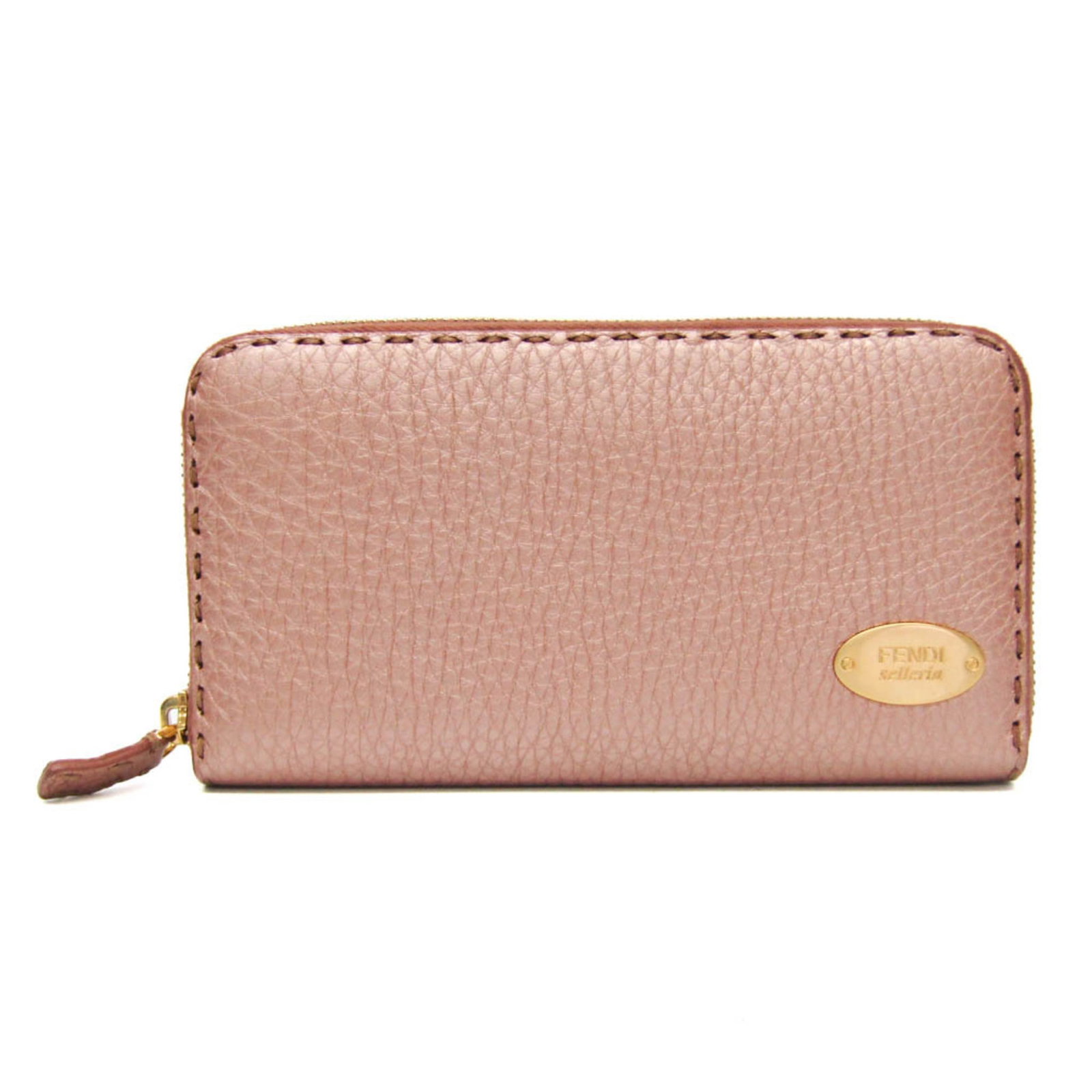 Long Fendi Wallet Leather Bi: Long Fendi Wallet Leather Bi The Fendi Selleria Long Wallet in pink gold leather is a stylish and functional accessory, featuring a bi-fold design with multiple slots for cards, coins, and bills. Its