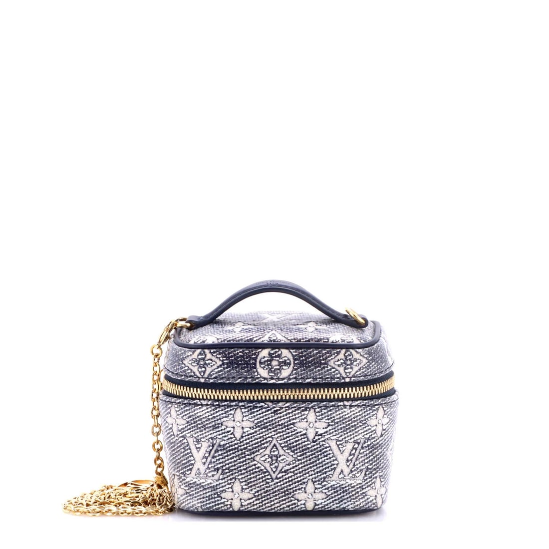 Jacquard Canvas Monoglam Louis Vuitton Vanity Case: Jacquard Canvas Monoglam Louis Vuitton Vanity Case Blue Louis Vuitton Monoglam Jacquard Canvas Vanity Case with Gold Hardware, featuring a unique Jacquard canvas exterior and microfiber interior.
