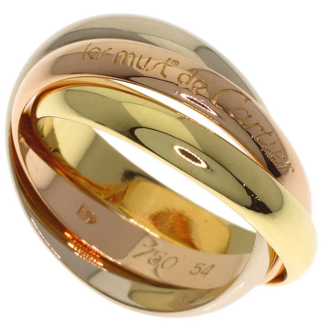 Cartier Trinity 54 K18 Yellow Gold 18K Pink Gold: Cartier Trinity 54 K18 Yellow Gold 18K Pink Gold Cartier Trinity 54 K18 Yellow Gold 18K Pink Gold ring features a unique combination of K18 yellow gold and 18K pink gold, showcasing the brand's