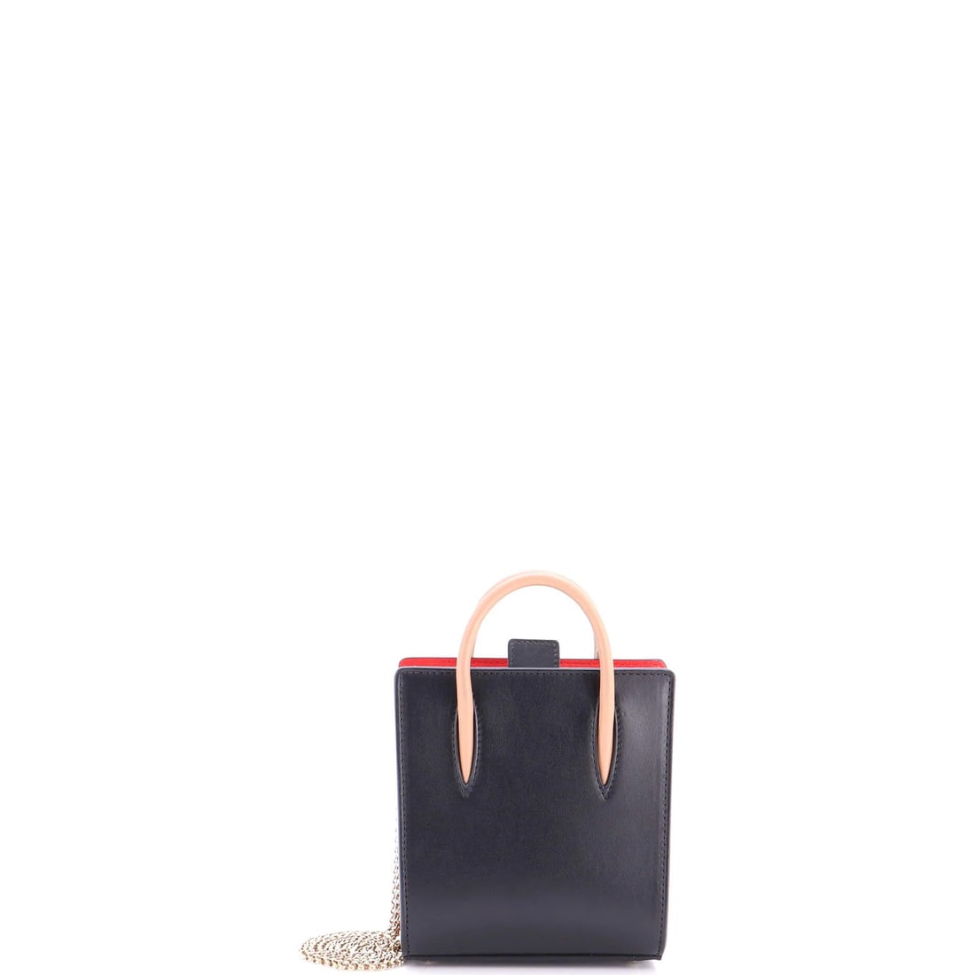 Louboutin Christian Paloma Tote Leather Nano: Louboutin Christian Paloma Tote Leather Nano Black leather nano tote from Christian Louboutin's Paloma collection, featuring a touch-up on wax edges, minor scuffs and edge wear, and a gold tone strap