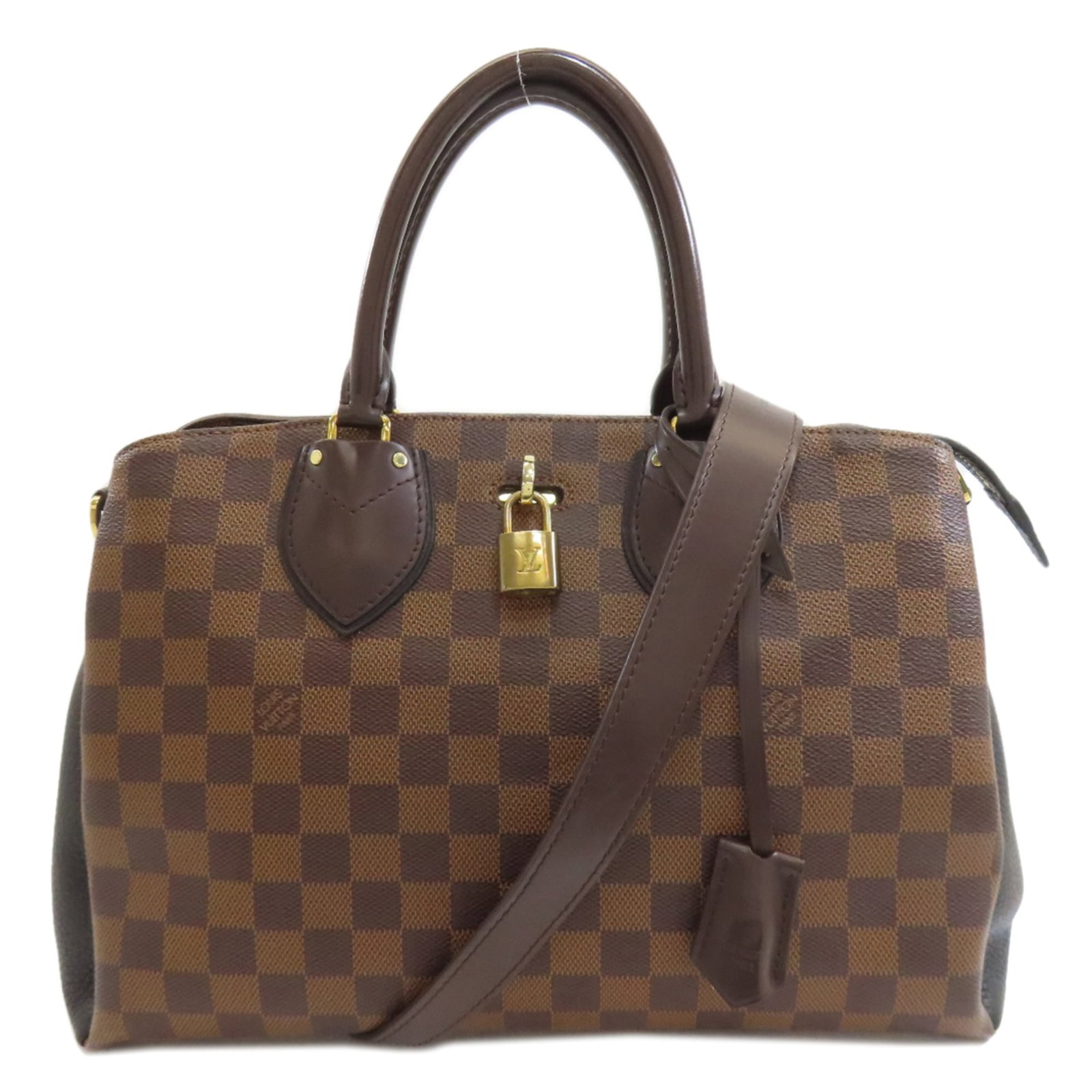 Damier Canvas Handbag Louis Vuitton: Damier Canvas Handbag Louis Vuitton Damier Canvas Handbag in Black and Ebene, a classic Louis Vuitton design, boasts a timeless combination of Damier pattern and rich Ebene leather accents. The bag's